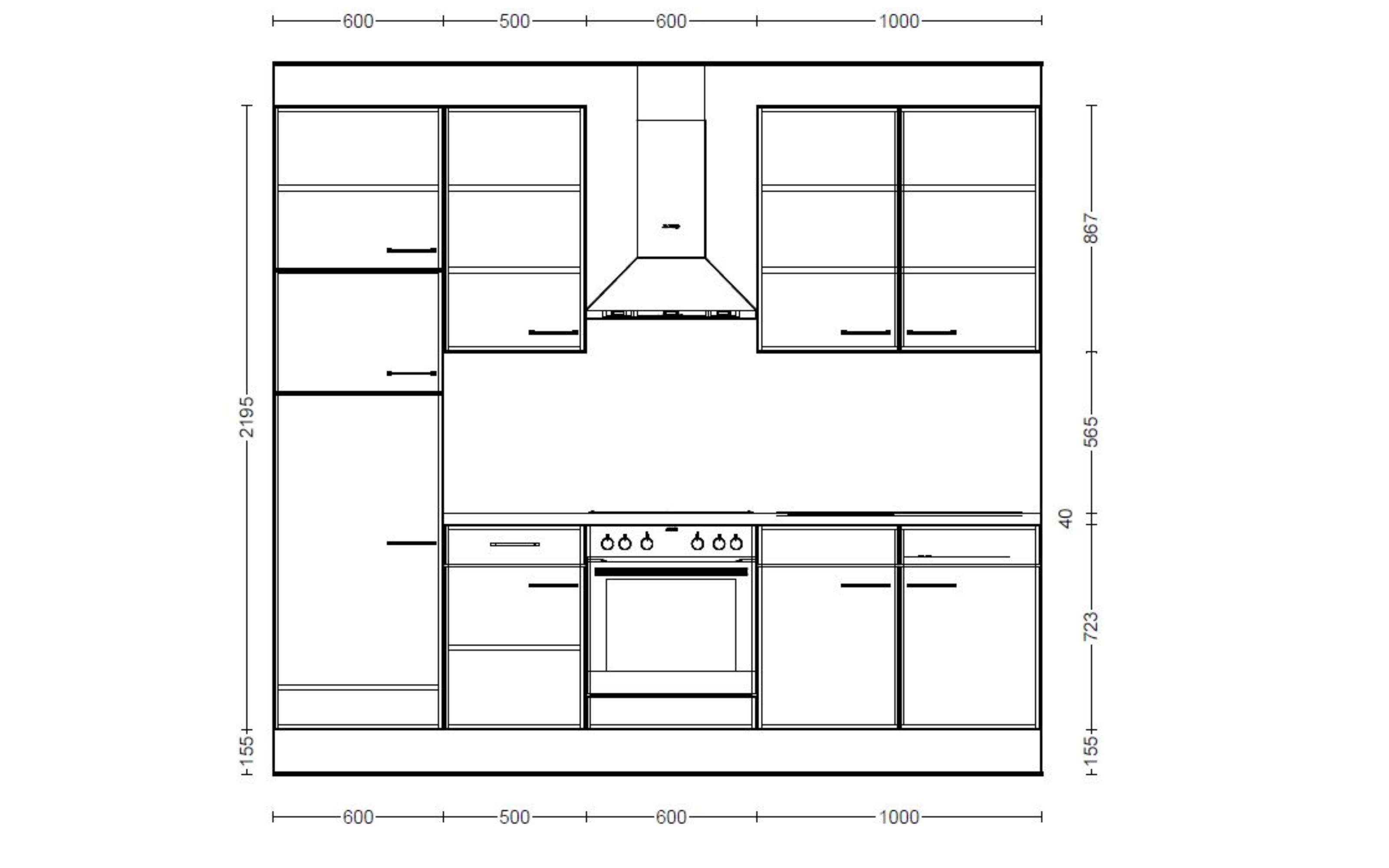 Einbaukueche IP 1200, Beton Nachbildung, inkl. Privileg Elektrogeräte