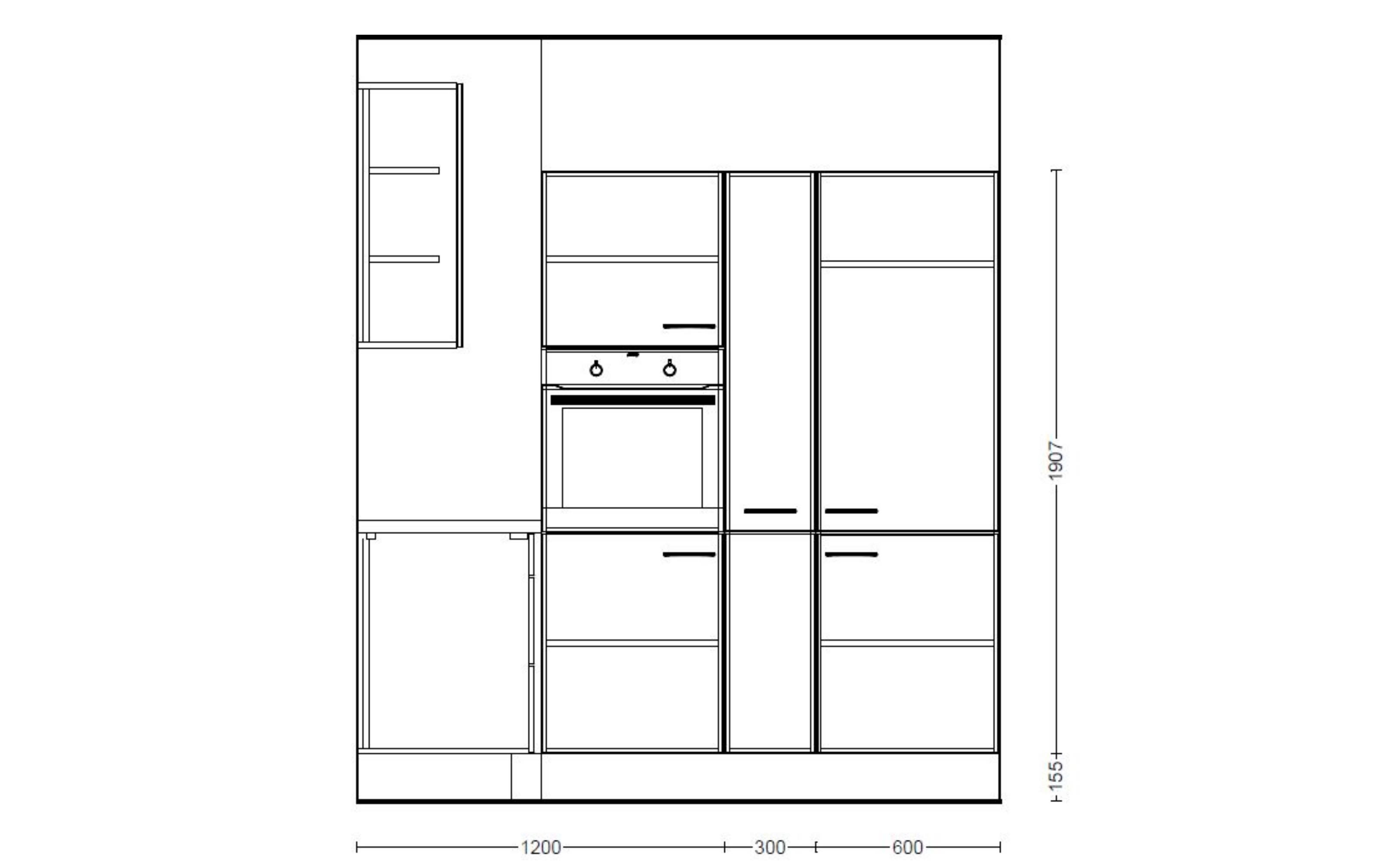 Einbauküche IP 1200, burgundrot, inkl. Privileg Elektrogeräte