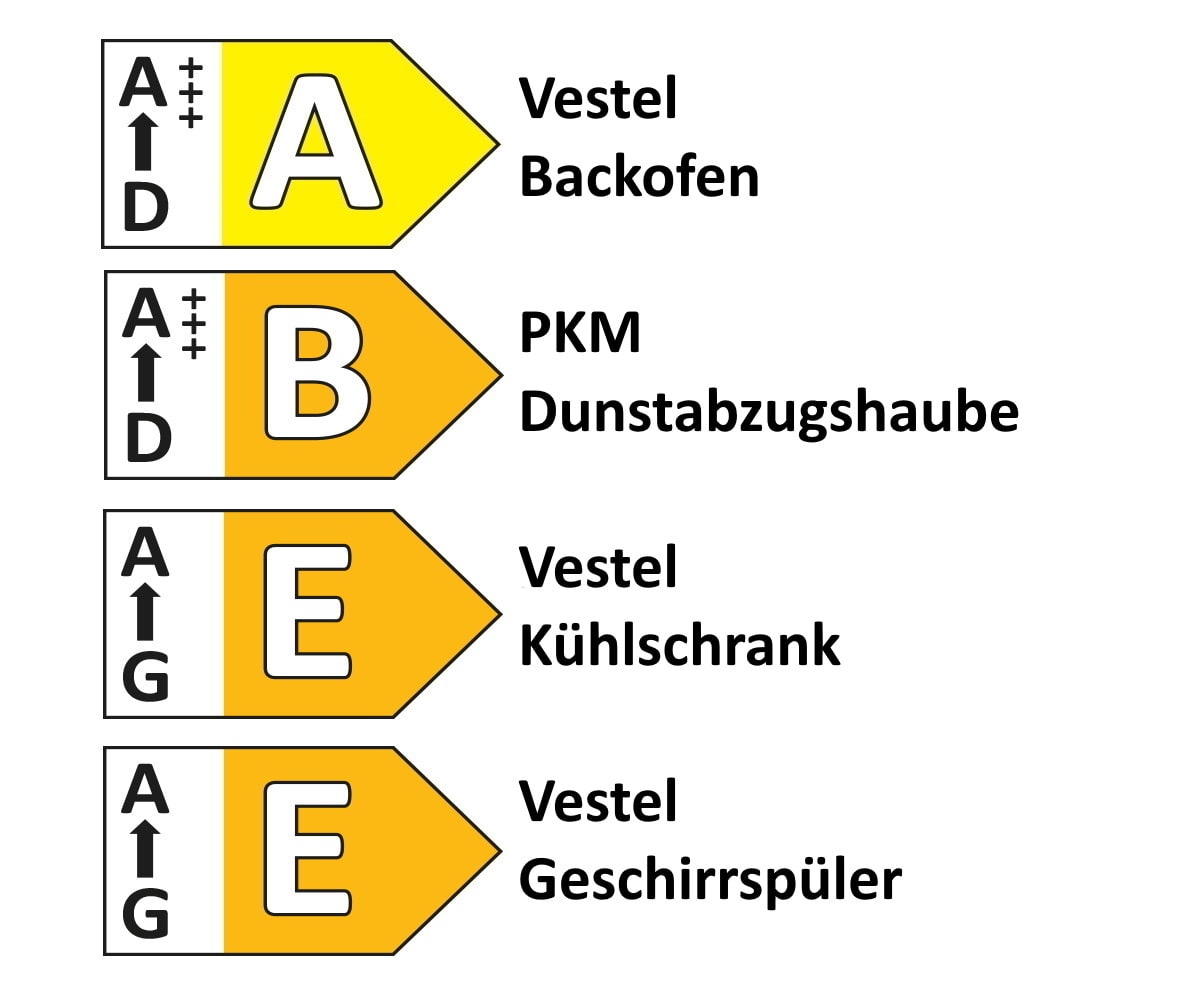 Einbauküche IP 1200, weiß/Eiche hell Nachbildung, inkl. Elektrogeräte