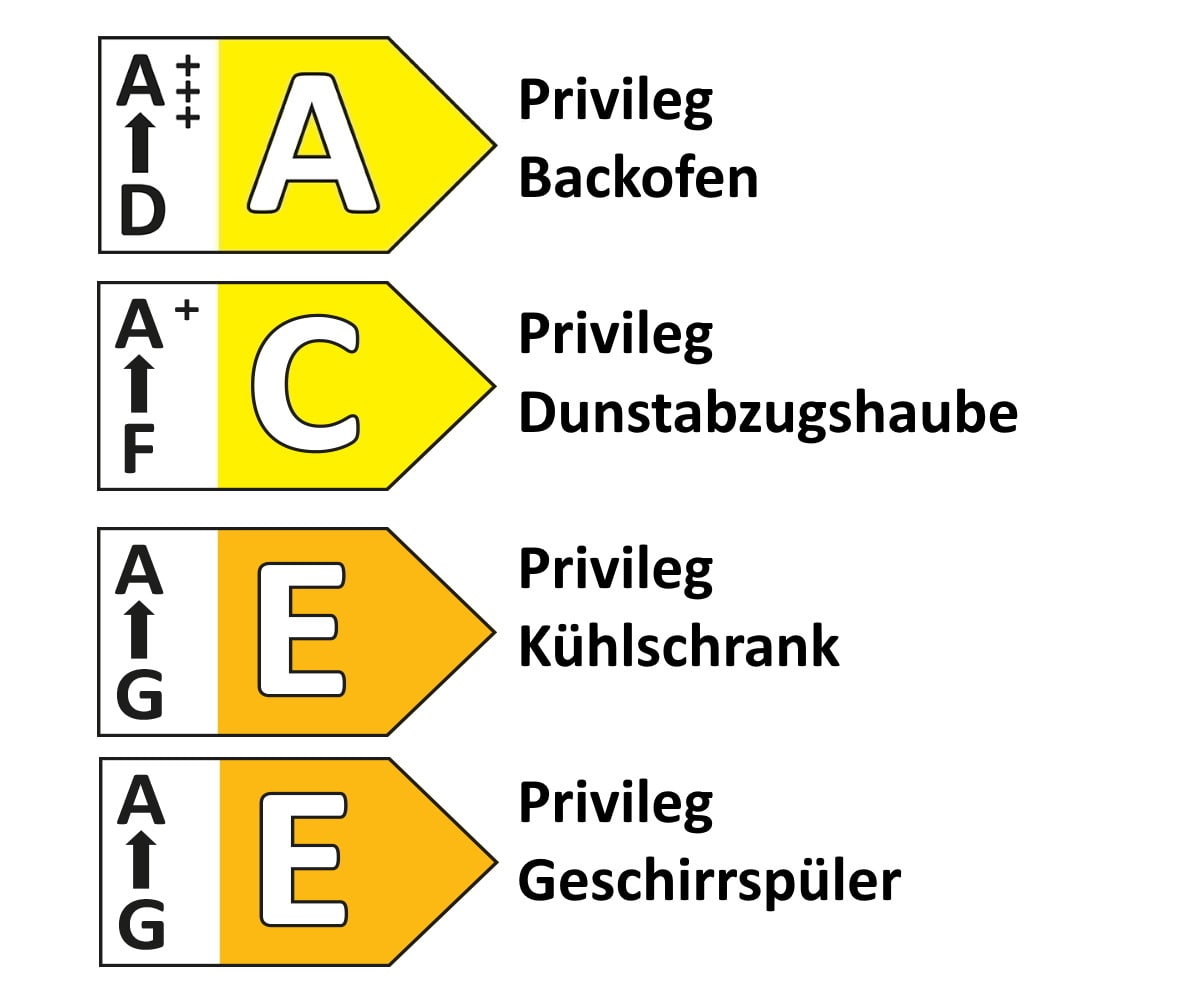 Einbauküche IP 1200 in weiß/Eiche hell Nachbildung, inkl. Privileg Elektrogeräte