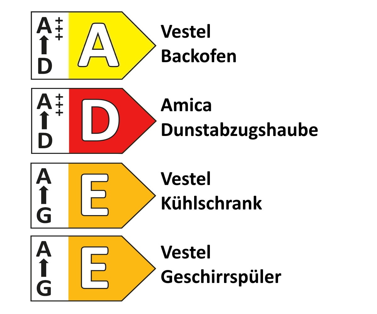 Einbauküche IP 1200 in weiß/Eiche hell Nachbildung, inkl. Elektrogeräte