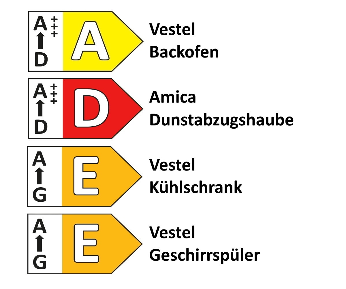 Einbauküche IP 3150/IP 2200, schwarz/Oregon Nachbildung, inkl. Elektrogeräte