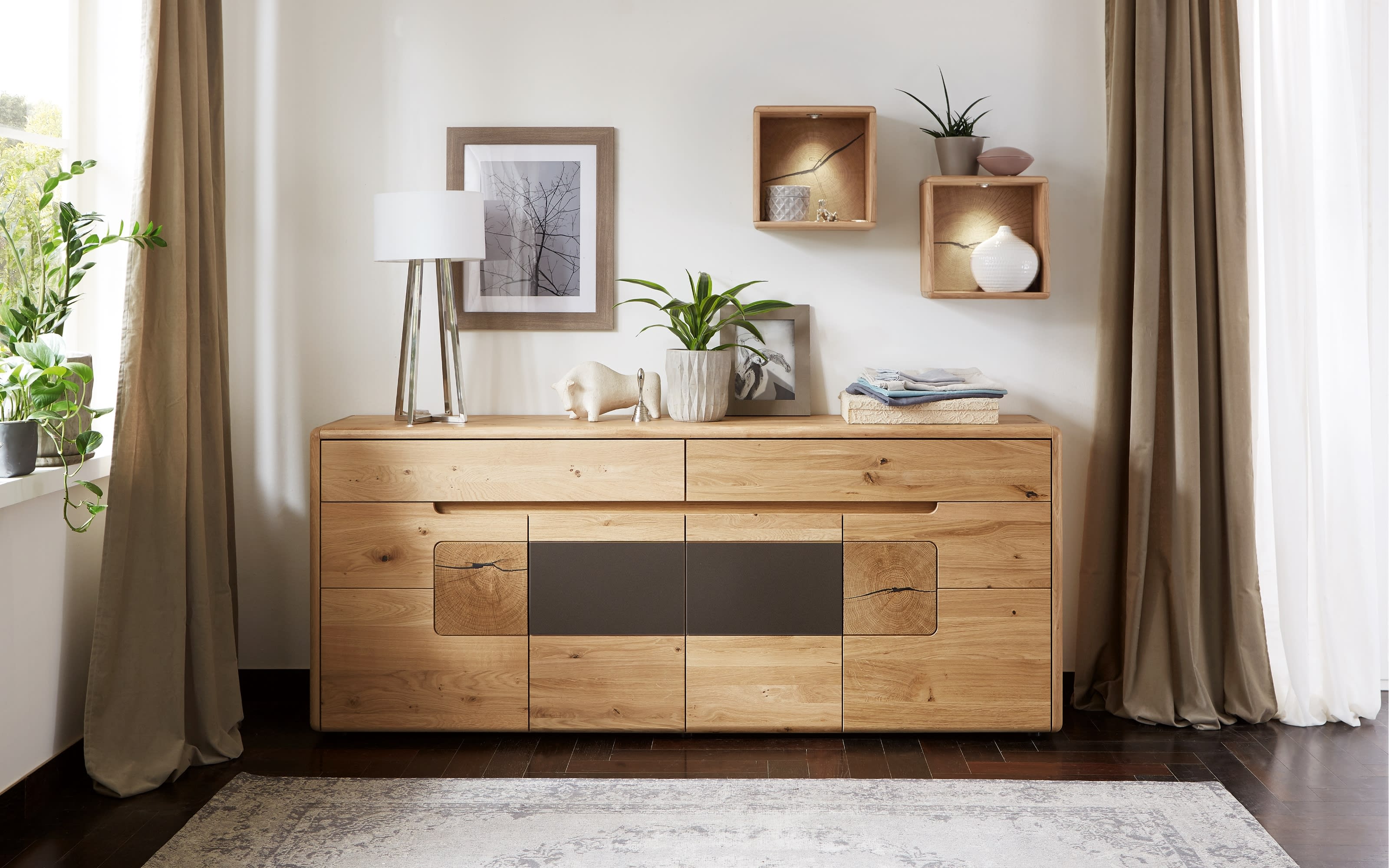 Sideboard WM Solento, europäische Wildeiche soft gebürstet 