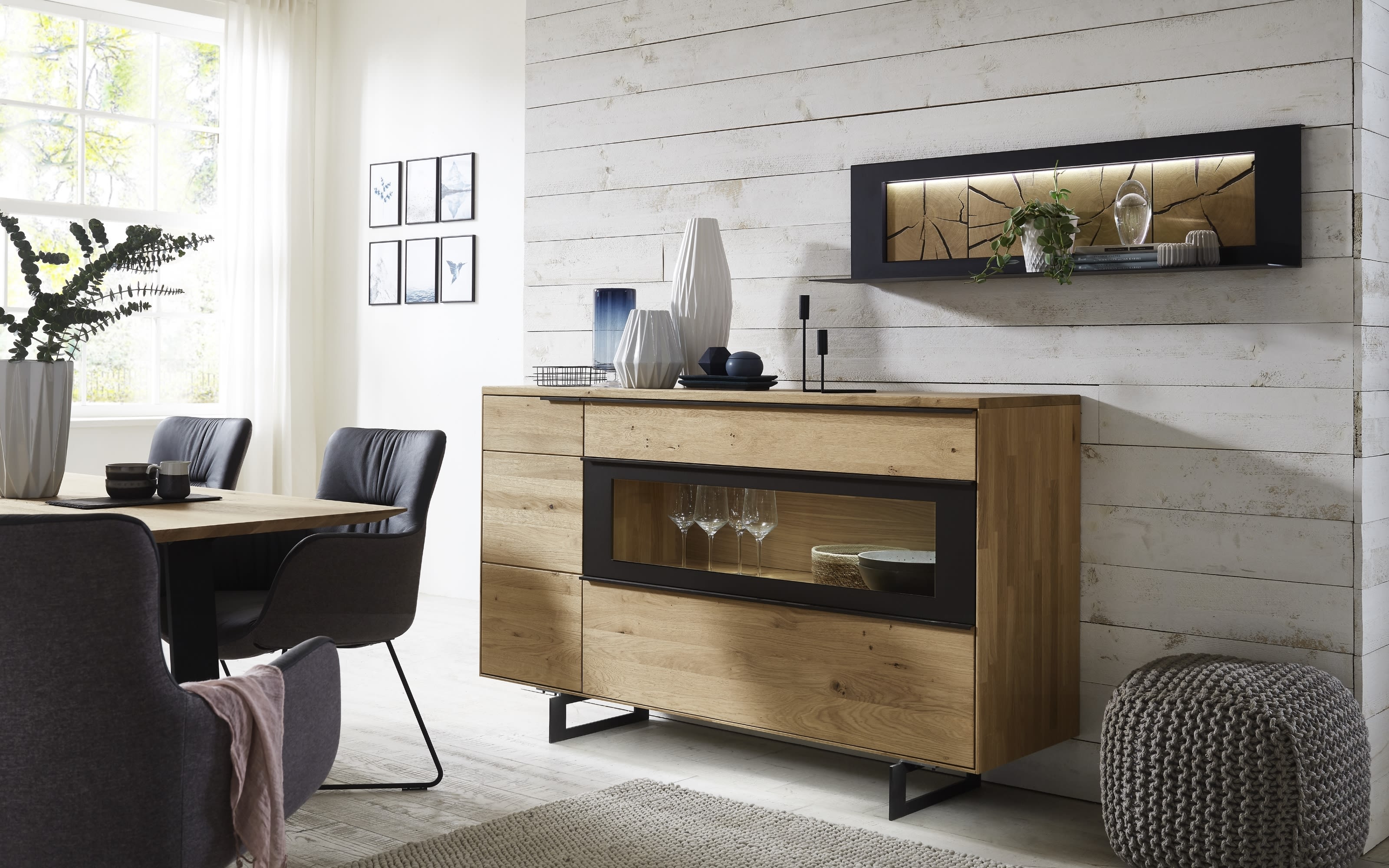 Sideboard WM 1910, Wildeiche massiv soft gebürstet 