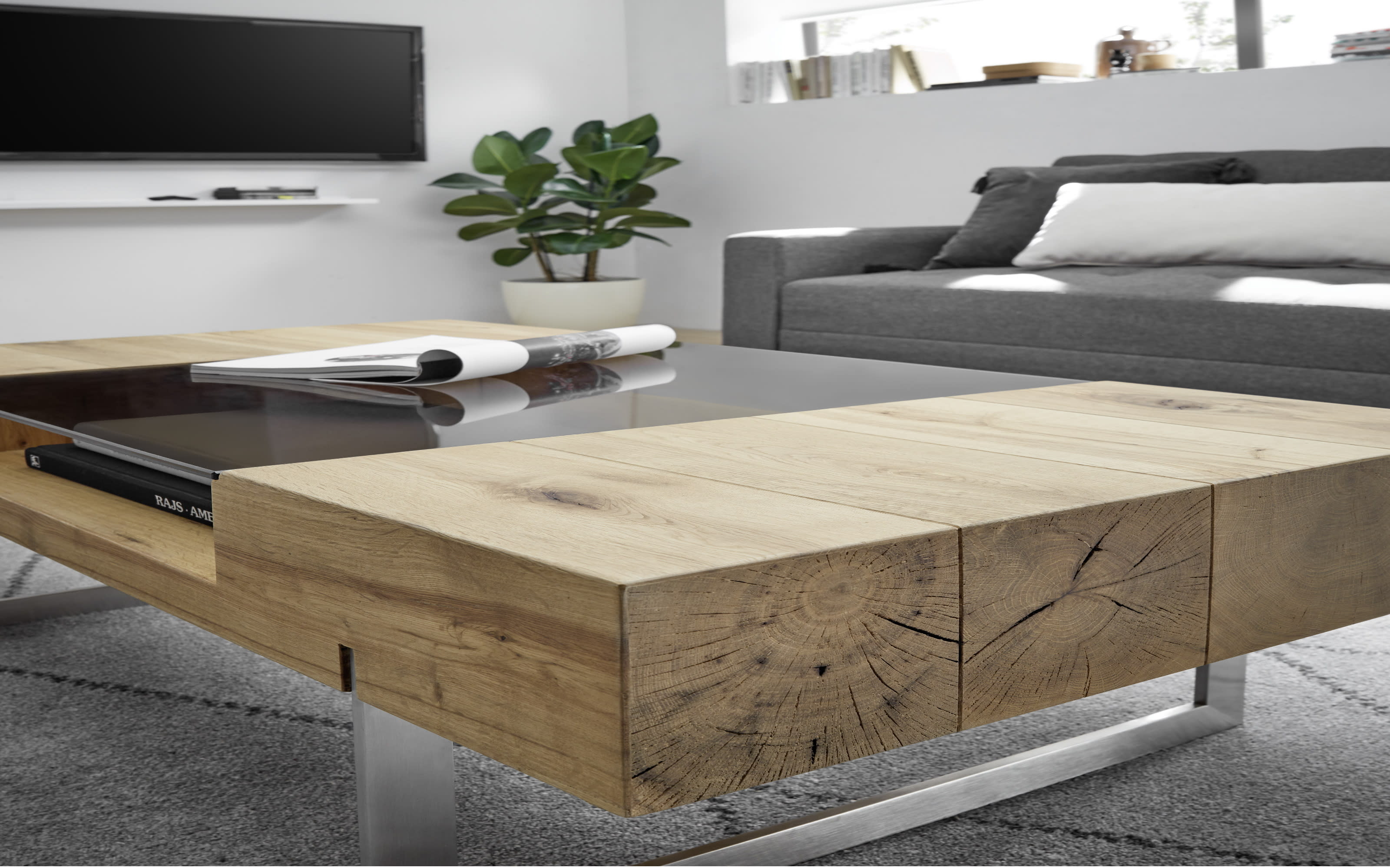 Couchtisch Rewa, Asteiche furniert