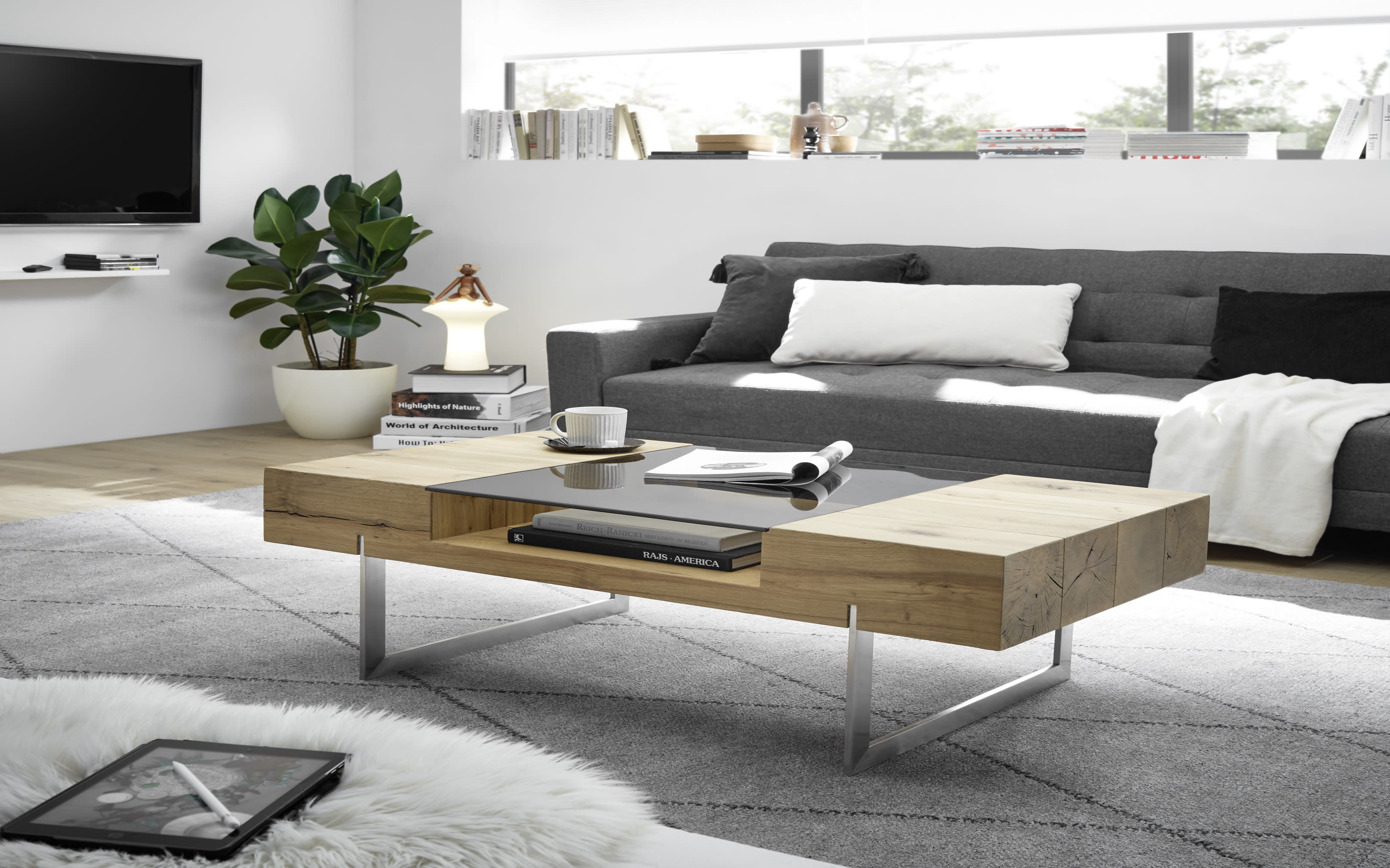 Couchtisch Rewa, Asteiche furniert