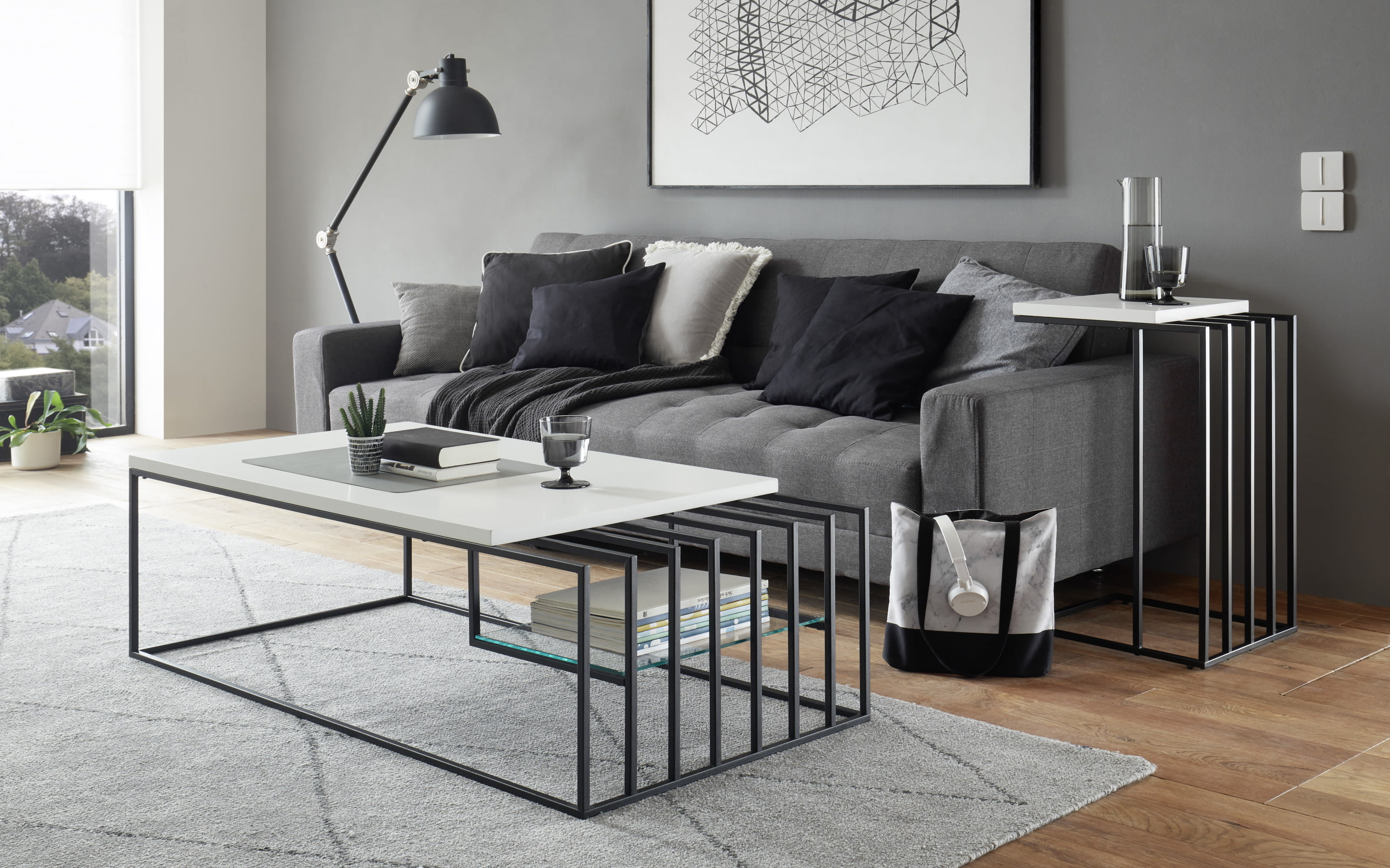 Couchtisch Juba, weiß matt lackiert