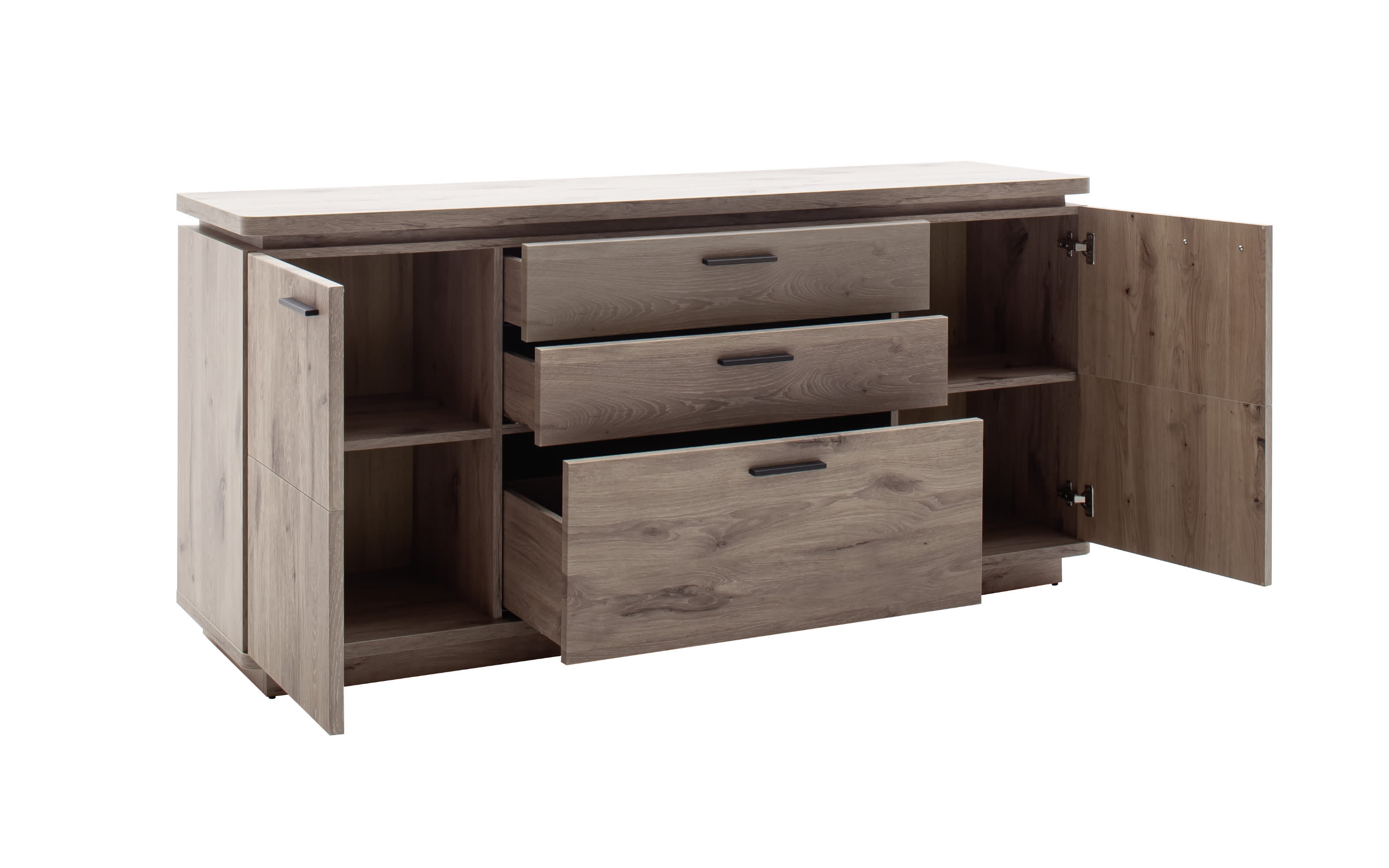 Sideboard Modena in Viking Oak Nachbildung, Griffe in anthrazit