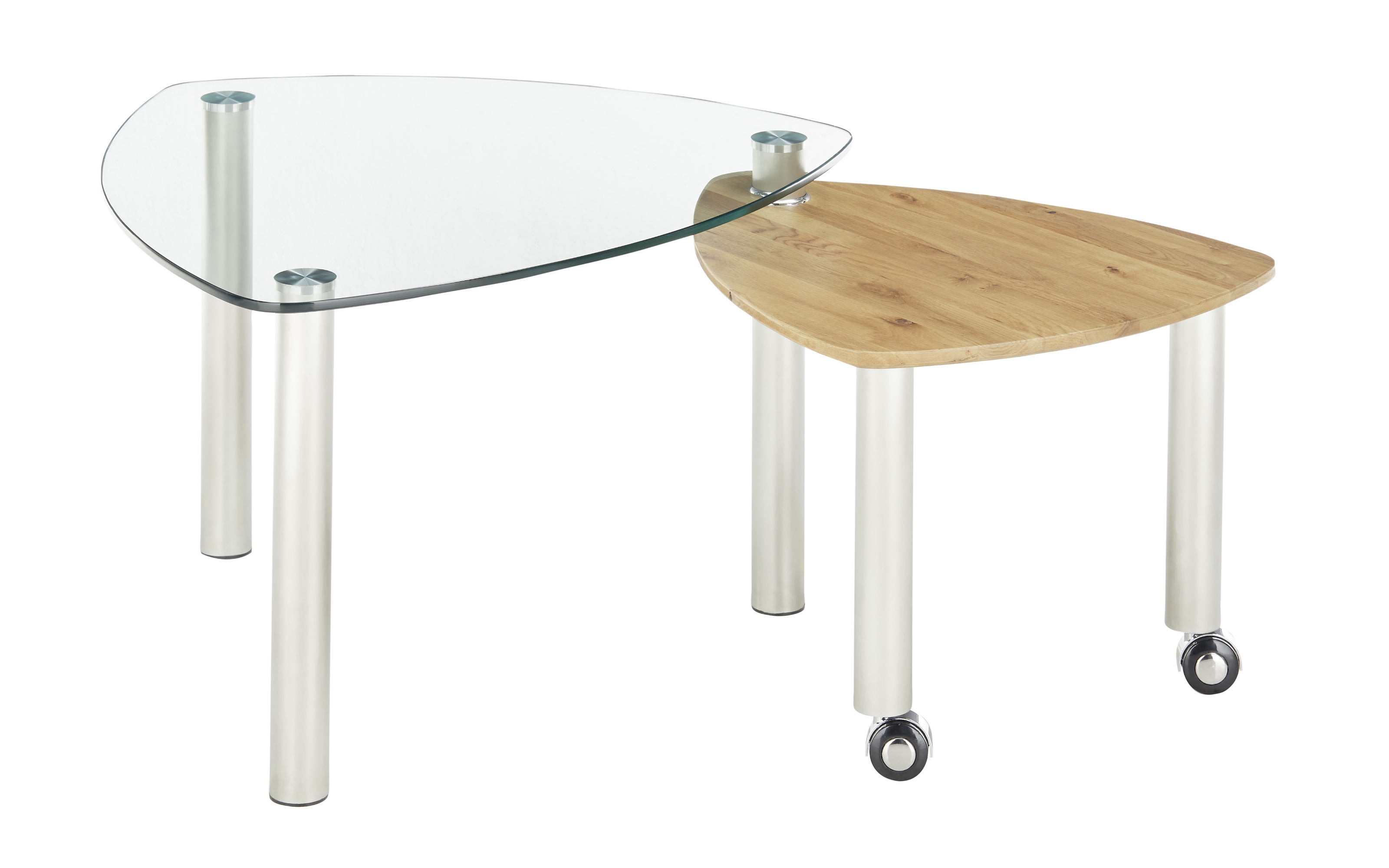 Couchtisch Talanga, Sicherheitsglas, Eiche massiv