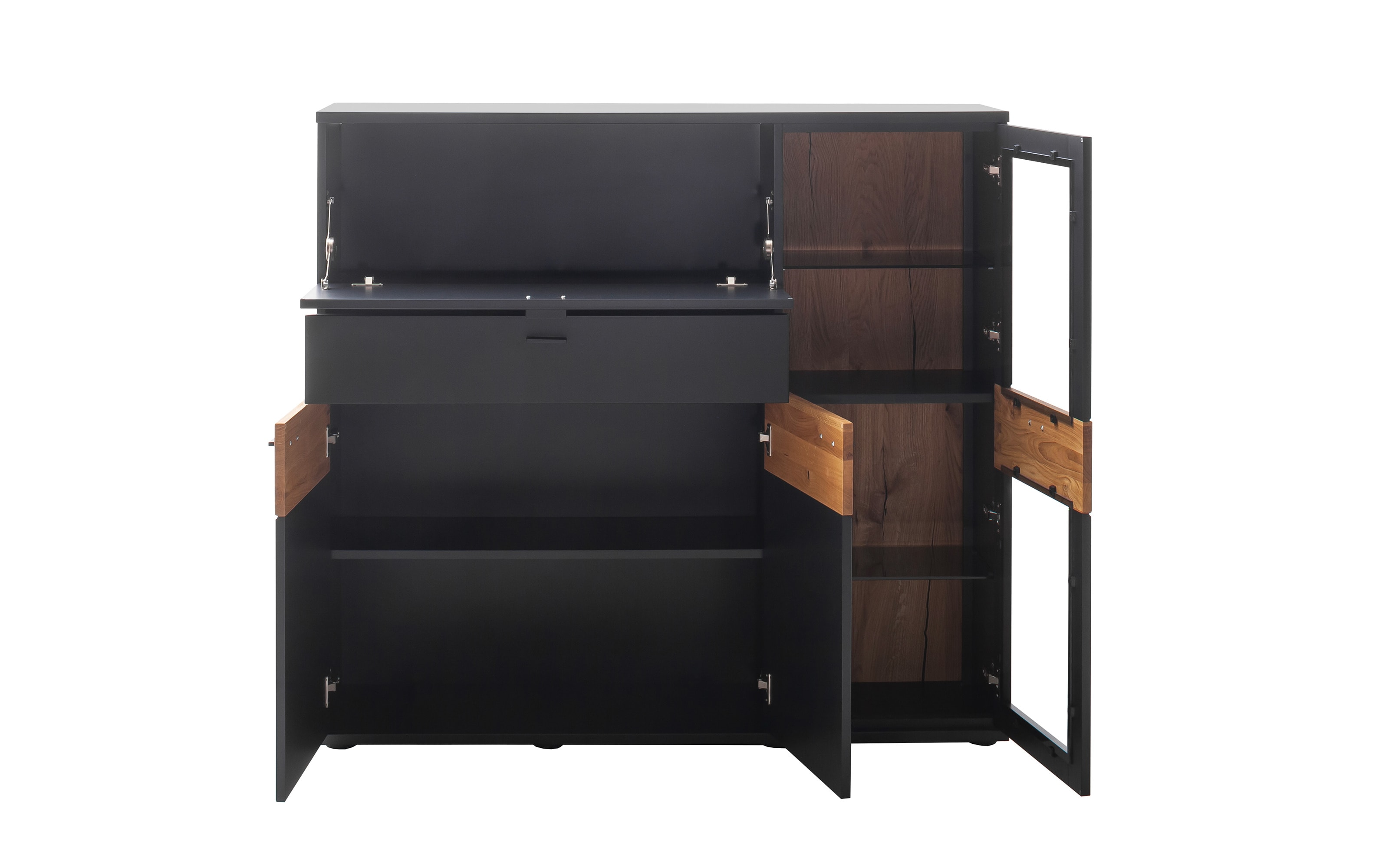 Highboard Cesena, schwarzgrau/Wildeiche