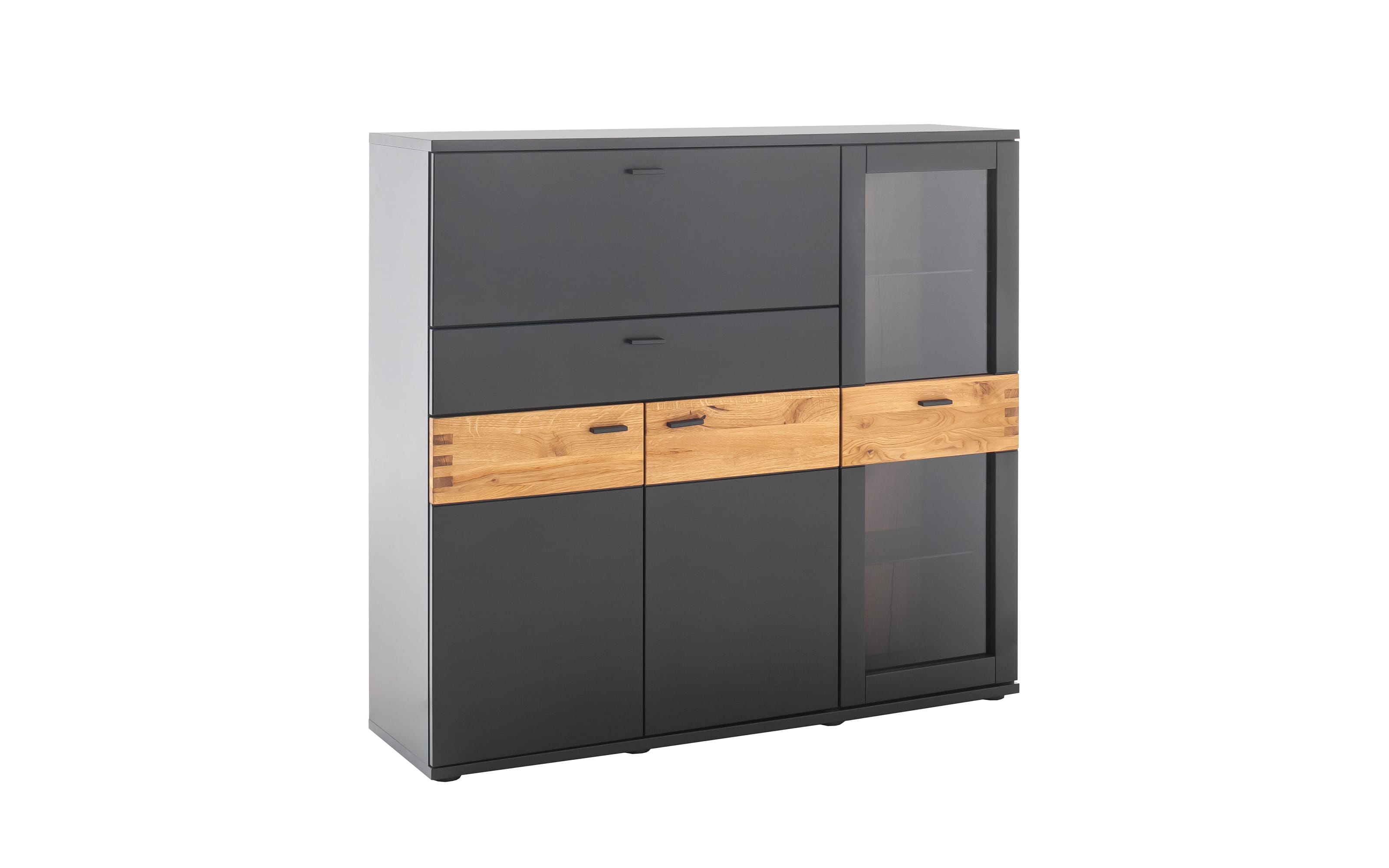 Highboard Cesena, schwarzgrau/Wildeiche