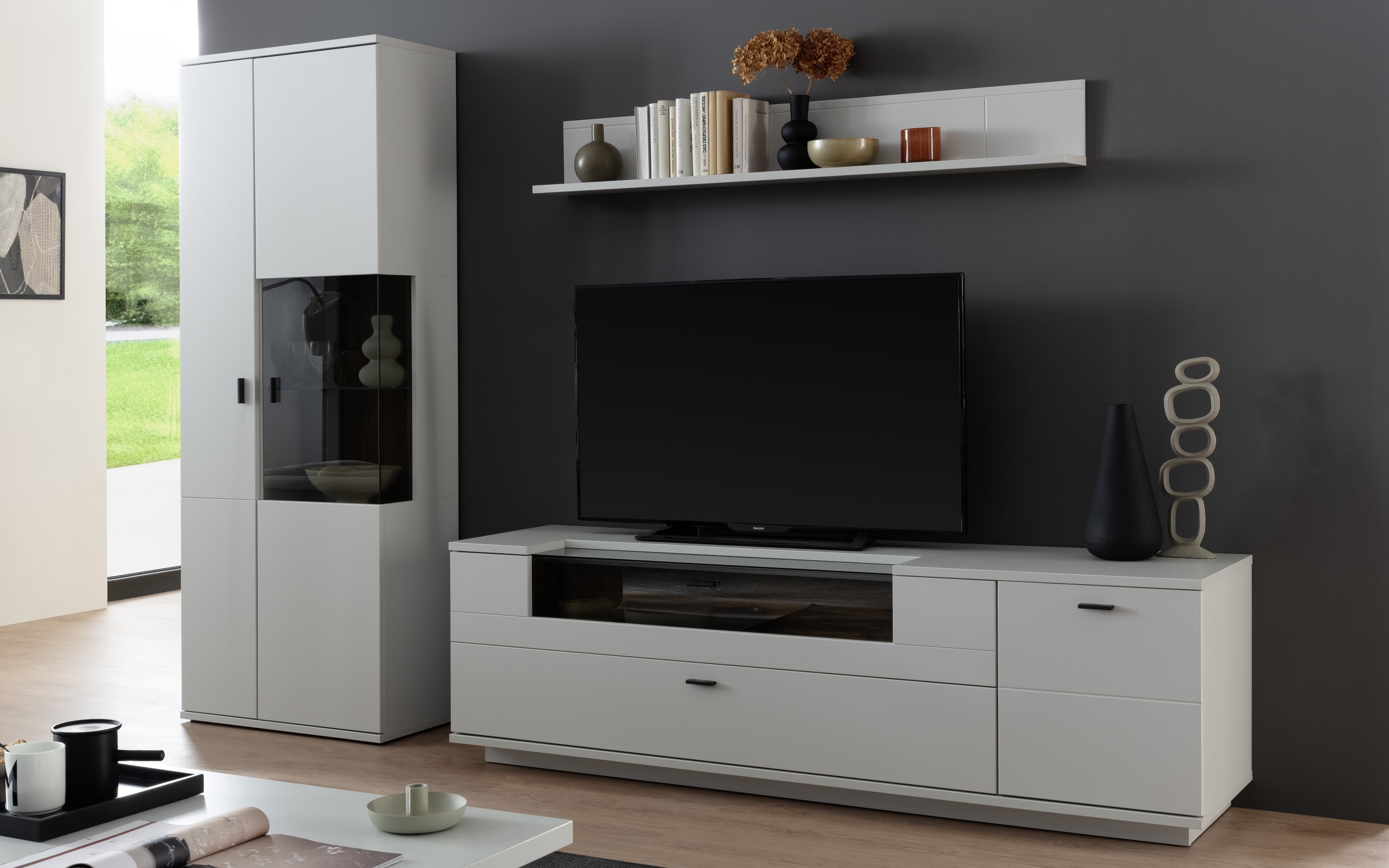 Wohnwand Lissabon, Modern white Nachbildung