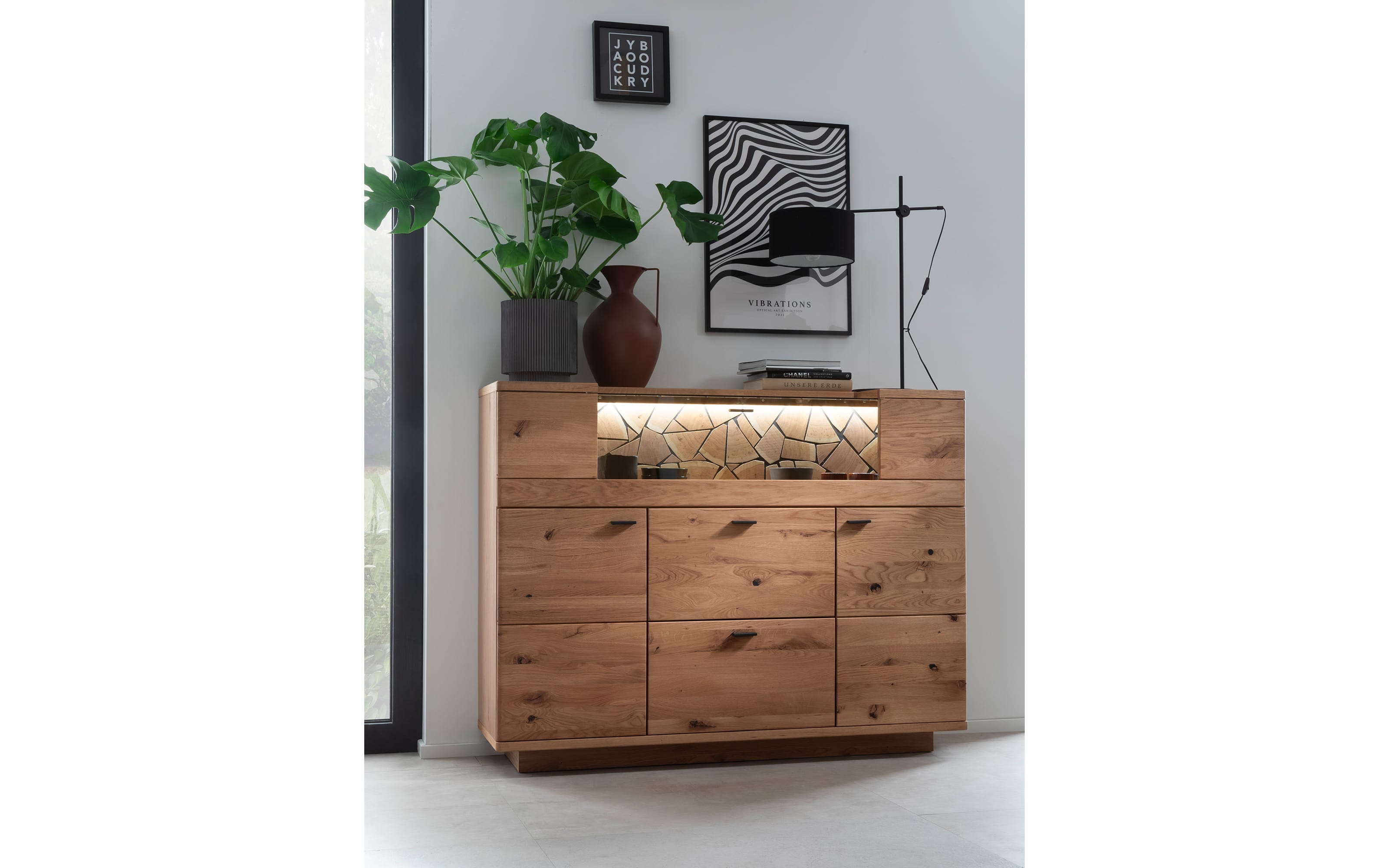 Highboard Venedig, Wildeiche massiv