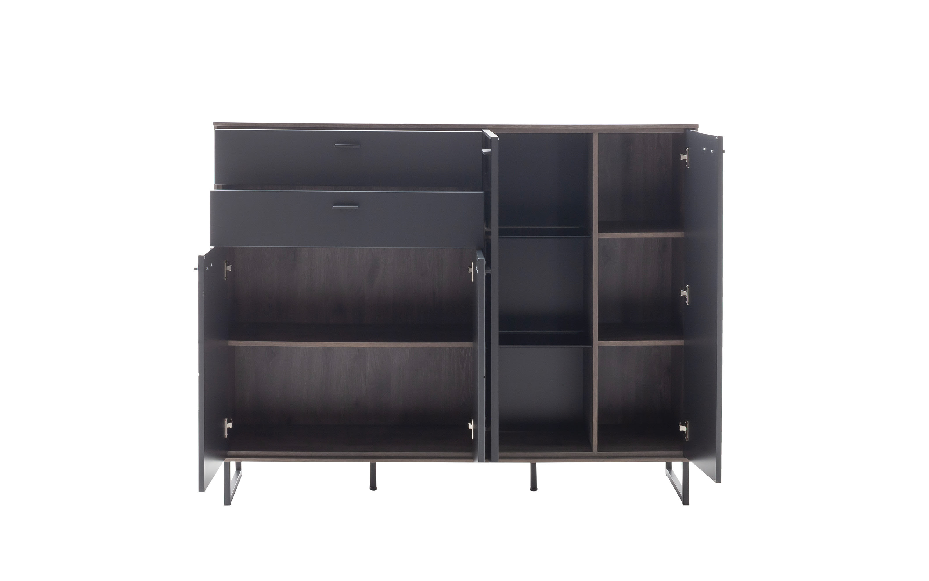 Highboard Venezia, schwarz/Eiche-Nachbildung 