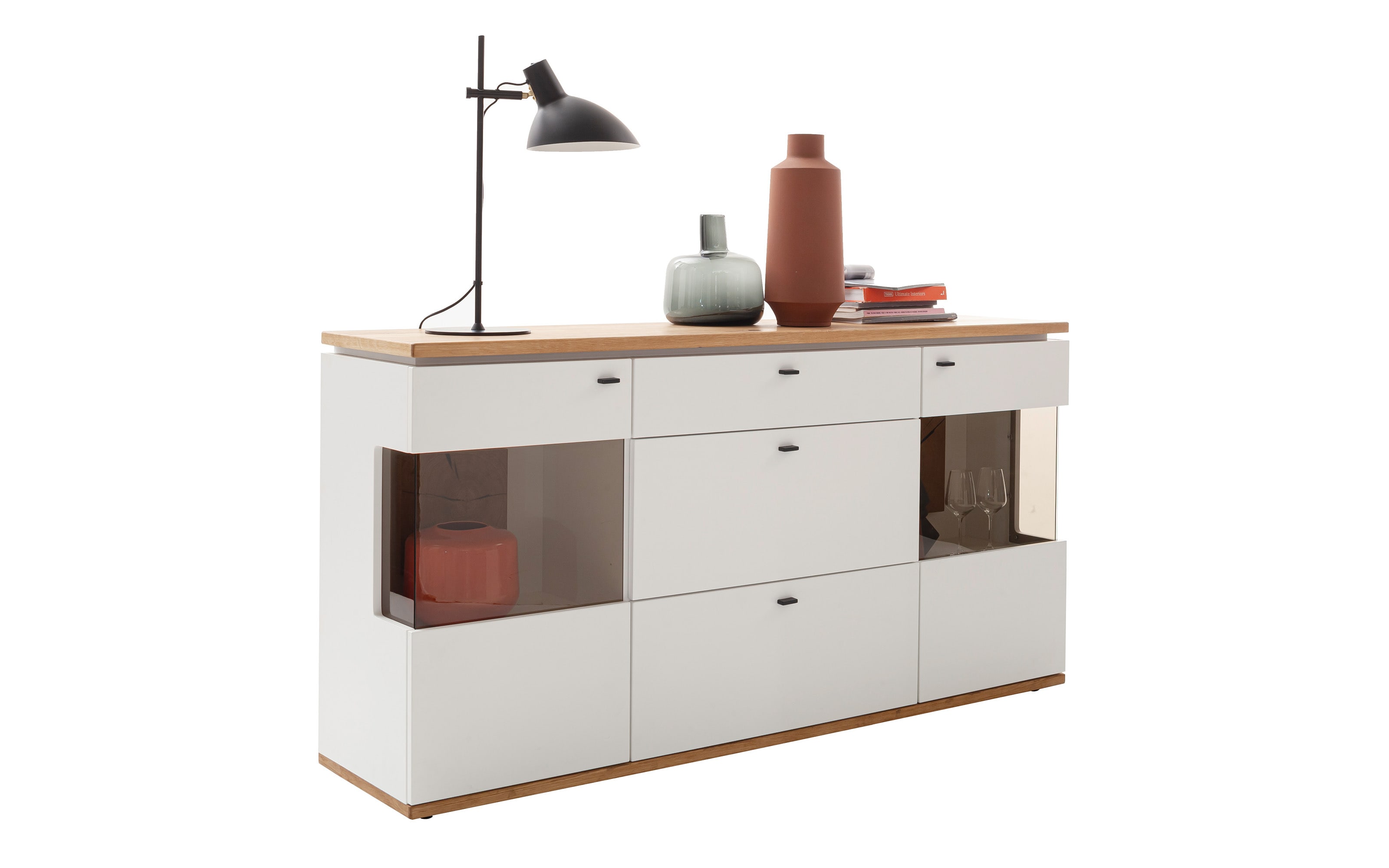 Sideboard Matadi, weiß/Balkeneiche, inkl. Softclose Funktion 