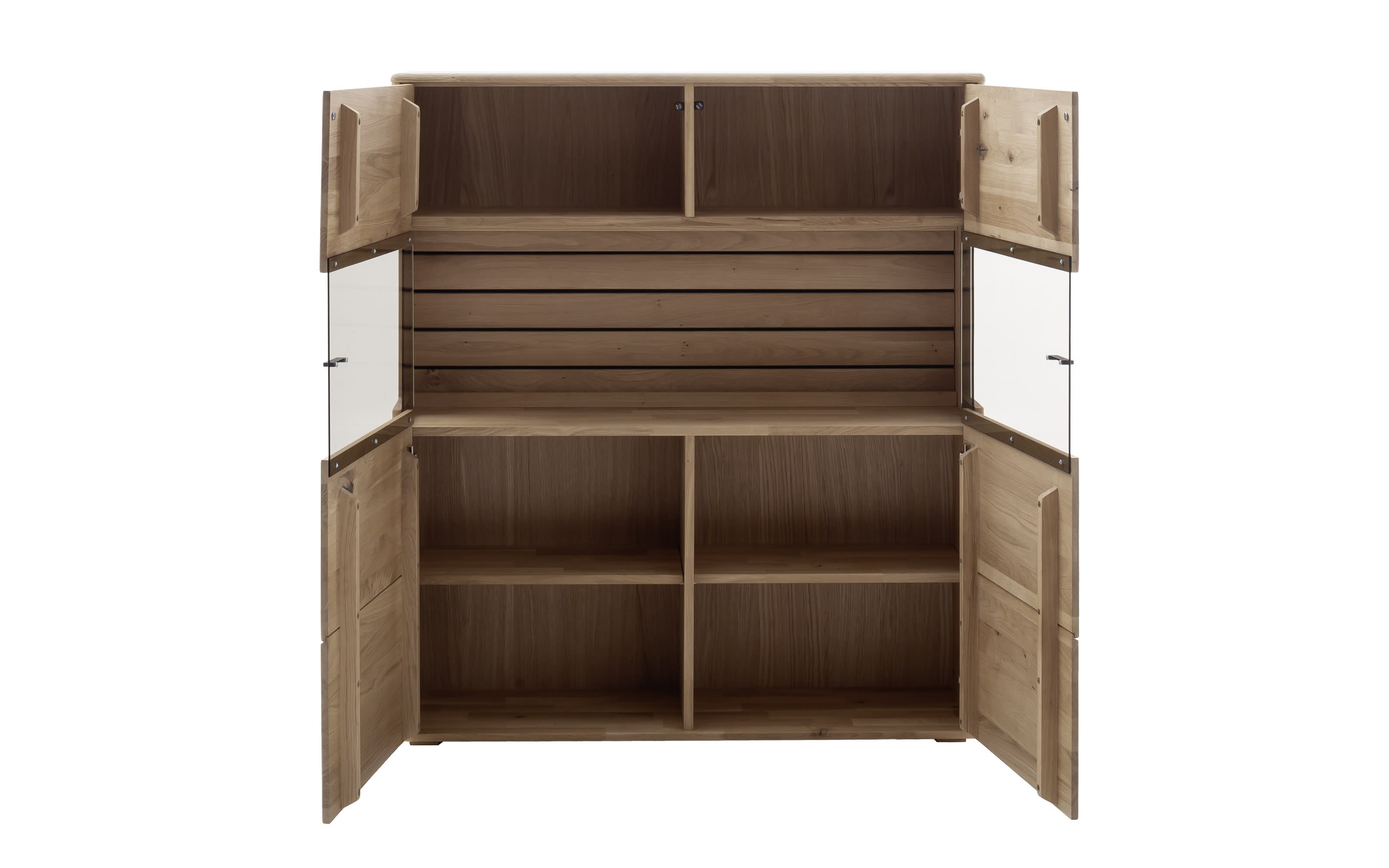 Highboard Girona, Ast-/Balkeneiche massiv/anthrazi