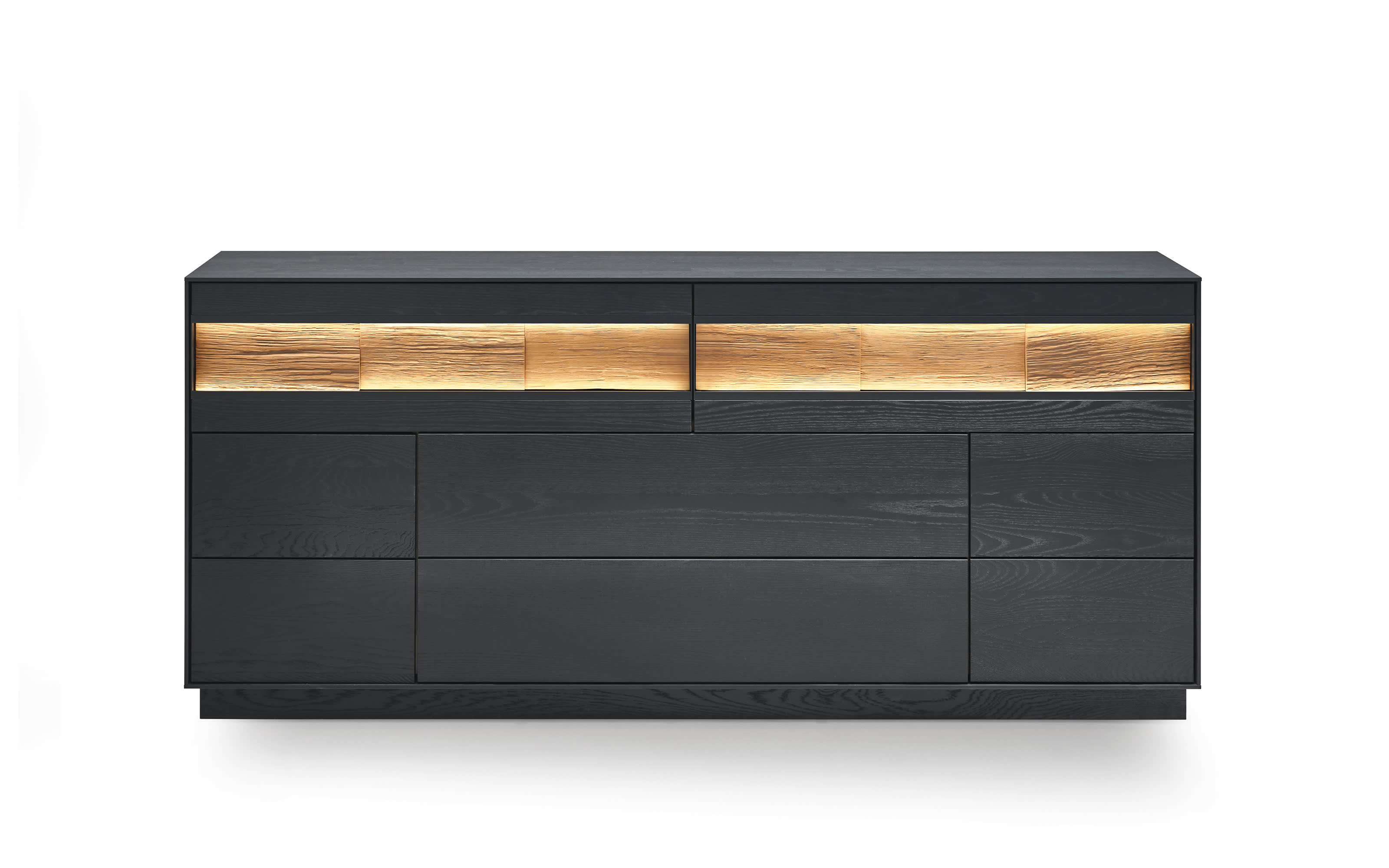 Sideboard Kilva, Kernesche anthrazit gebeizt massiv