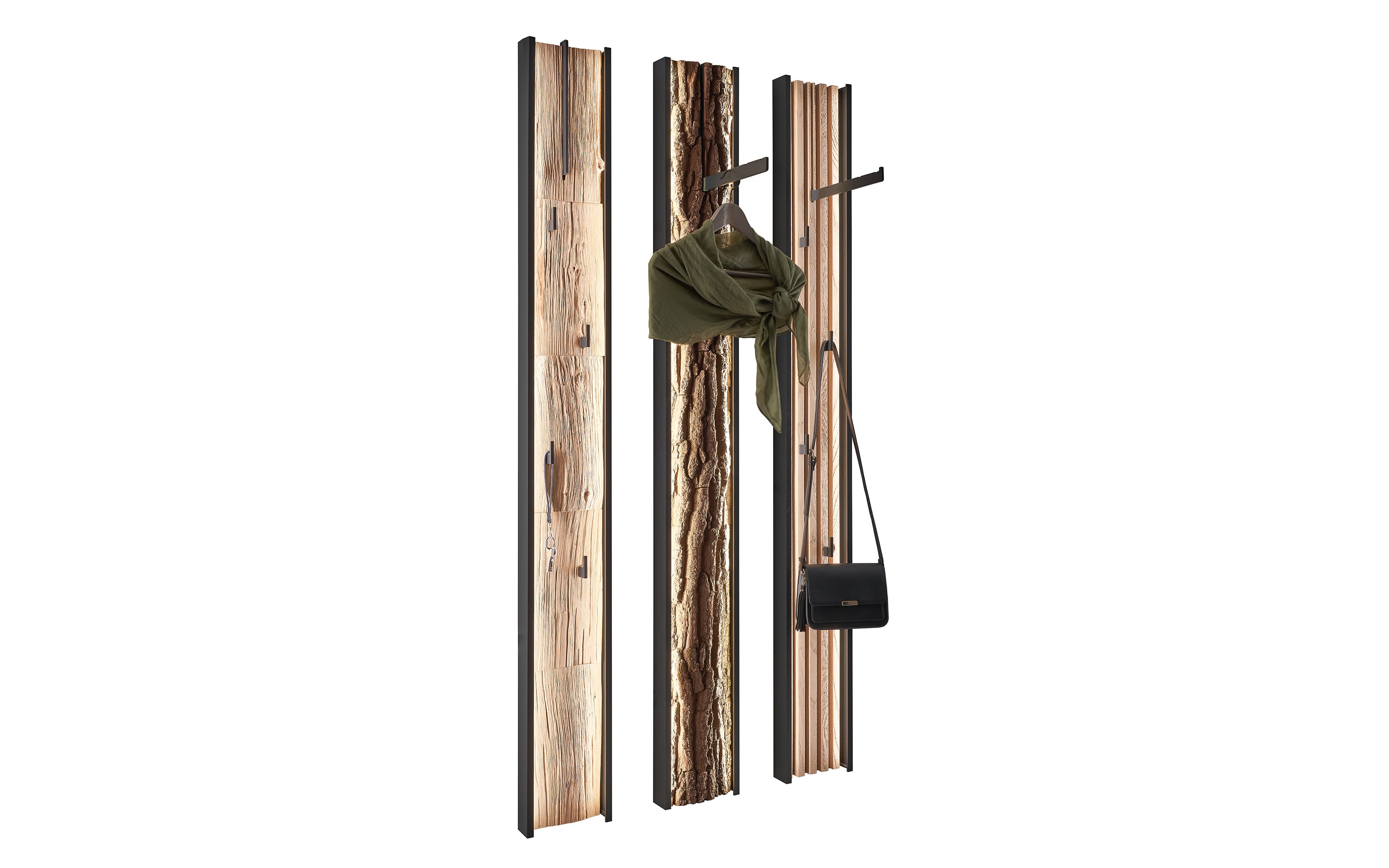 Wandgarderobe Salvo, Kerneiche/anthrazit, inkl. Beleuchtung