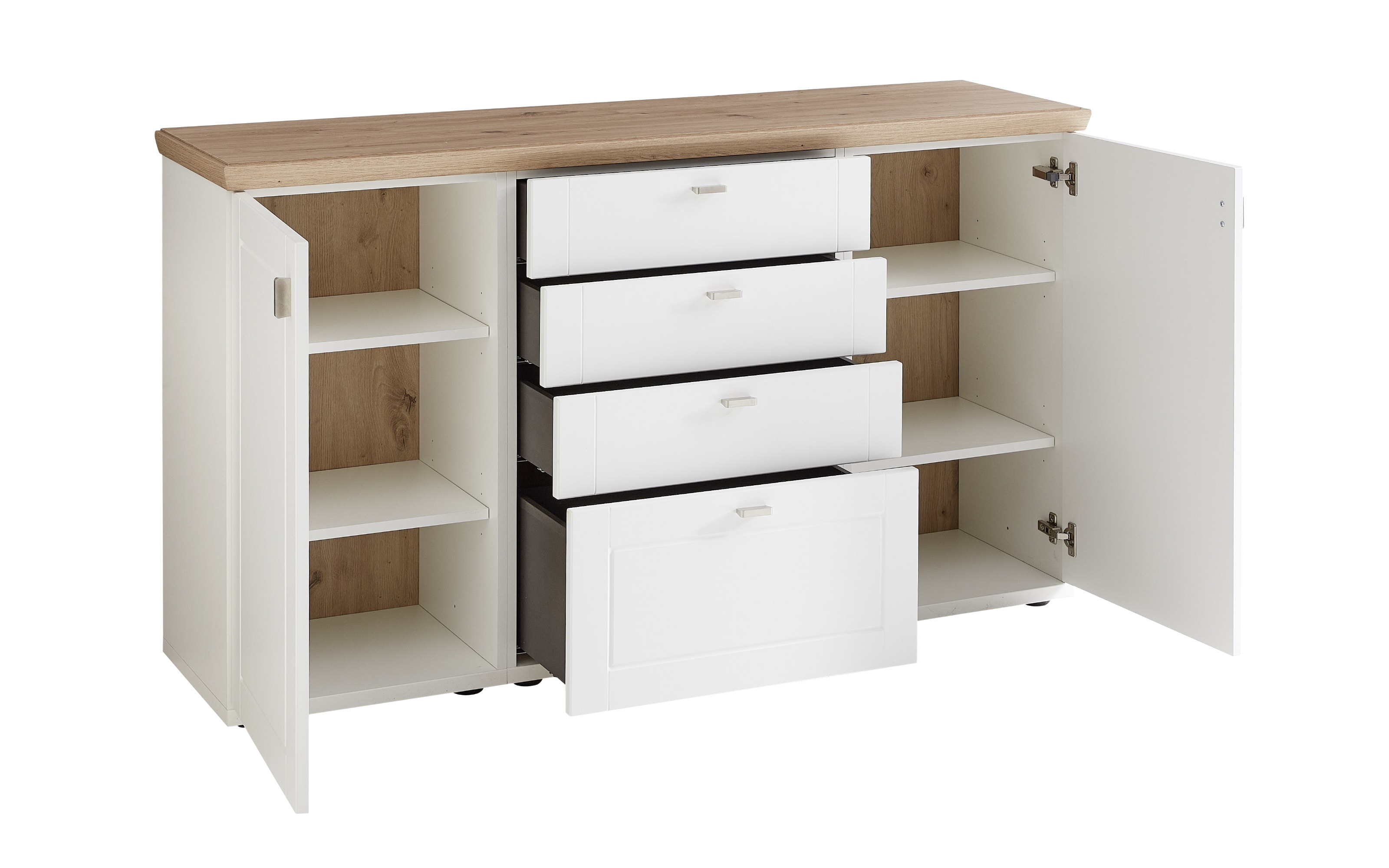 Sideboard Idamo, Tonweiss matt, Alteiche Nachbildung