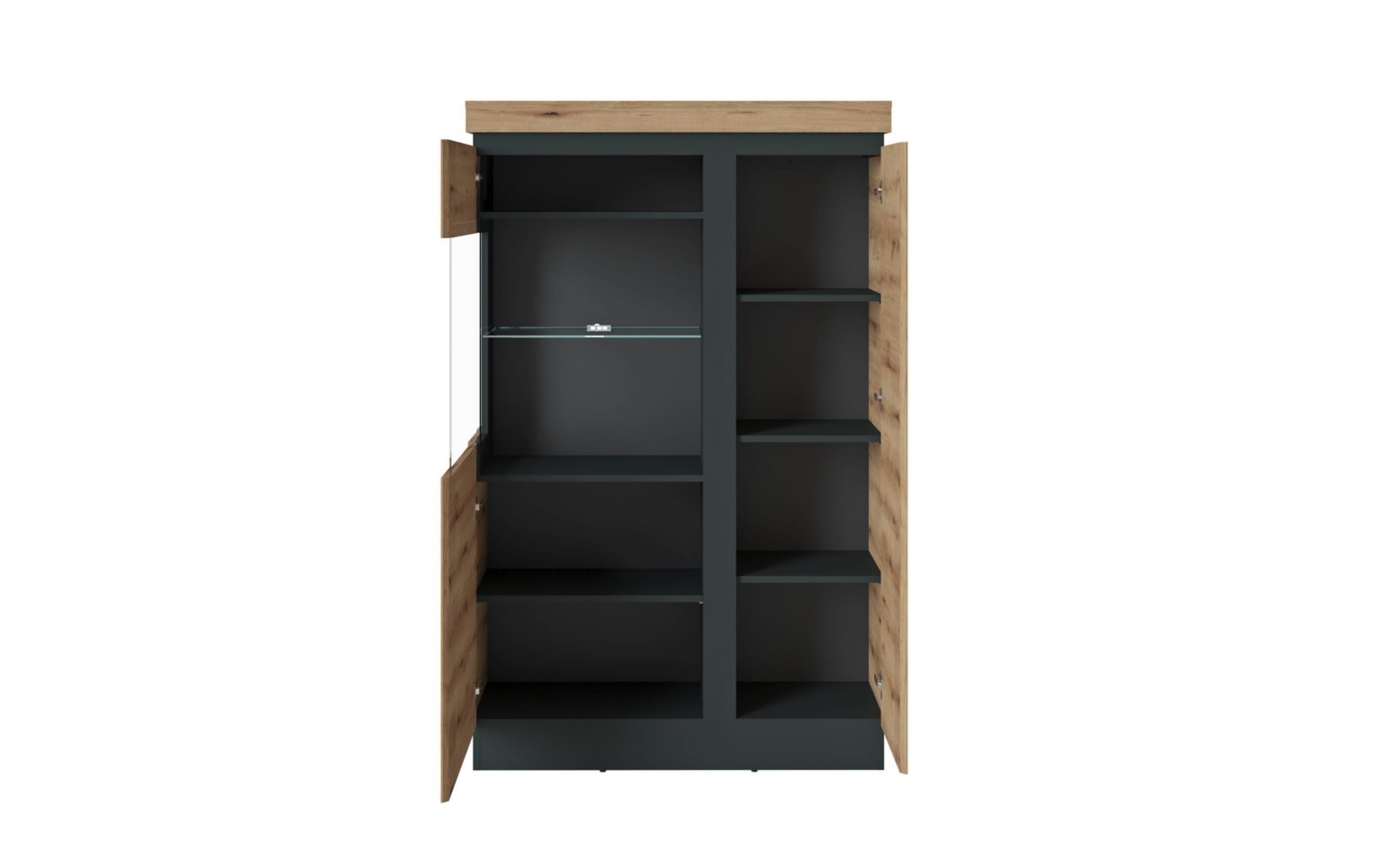 Vitrine Corte, Eiche-Nachbildung/grau, 164 cm, inkl. Softclose Funktion 