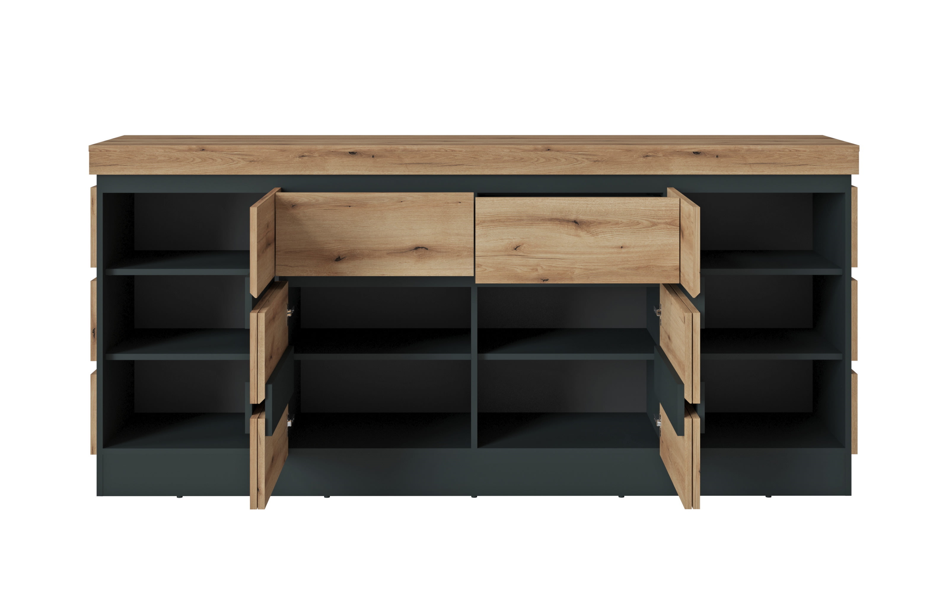 Sideboard Corte, Kosmos grau, Eiche Coast Evoke Nachbildung, inkl. Softclose