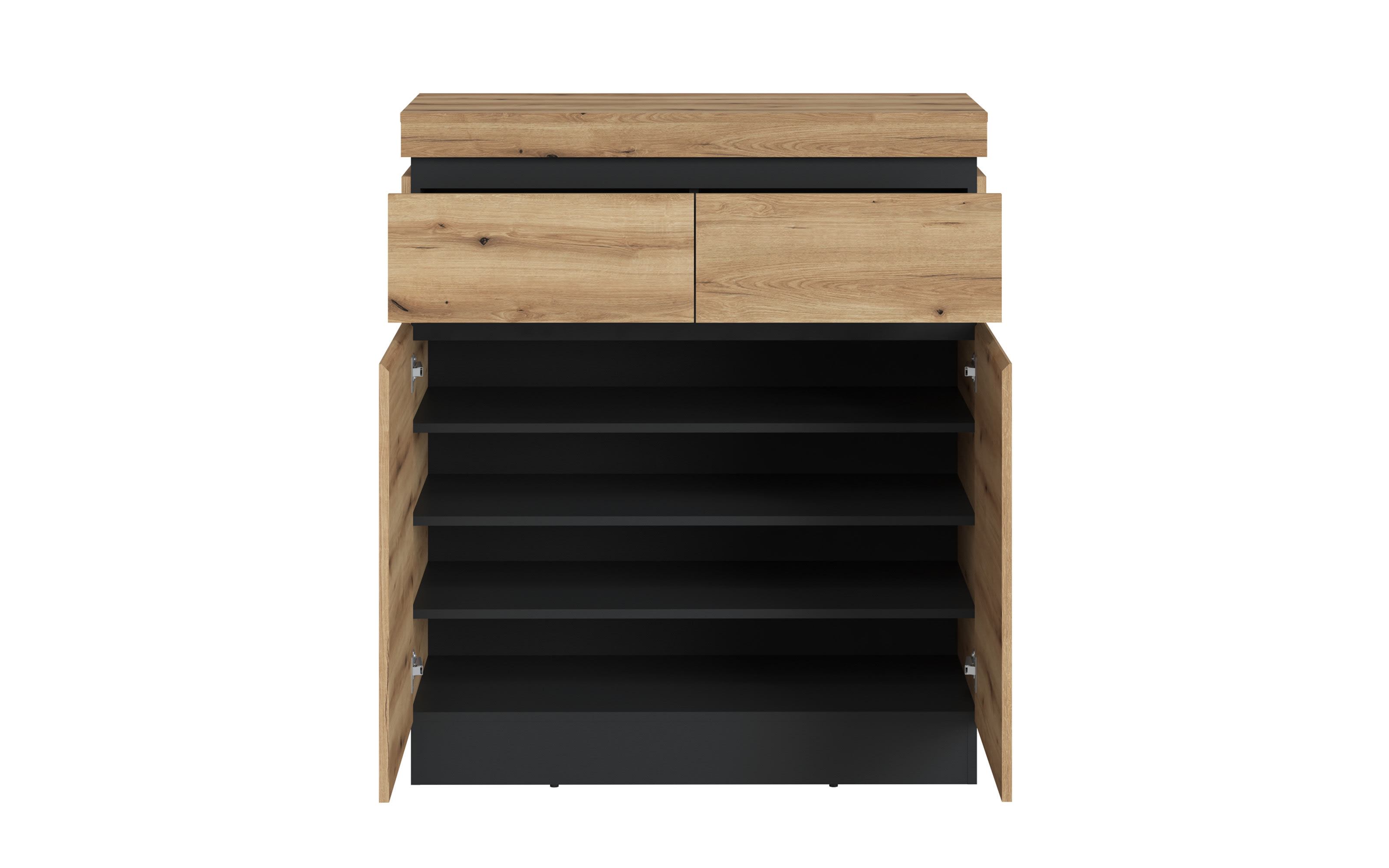 Schuhkommode Corte, Eiche-Nachbildung/grau, inkl. Push-to-Open Funktion