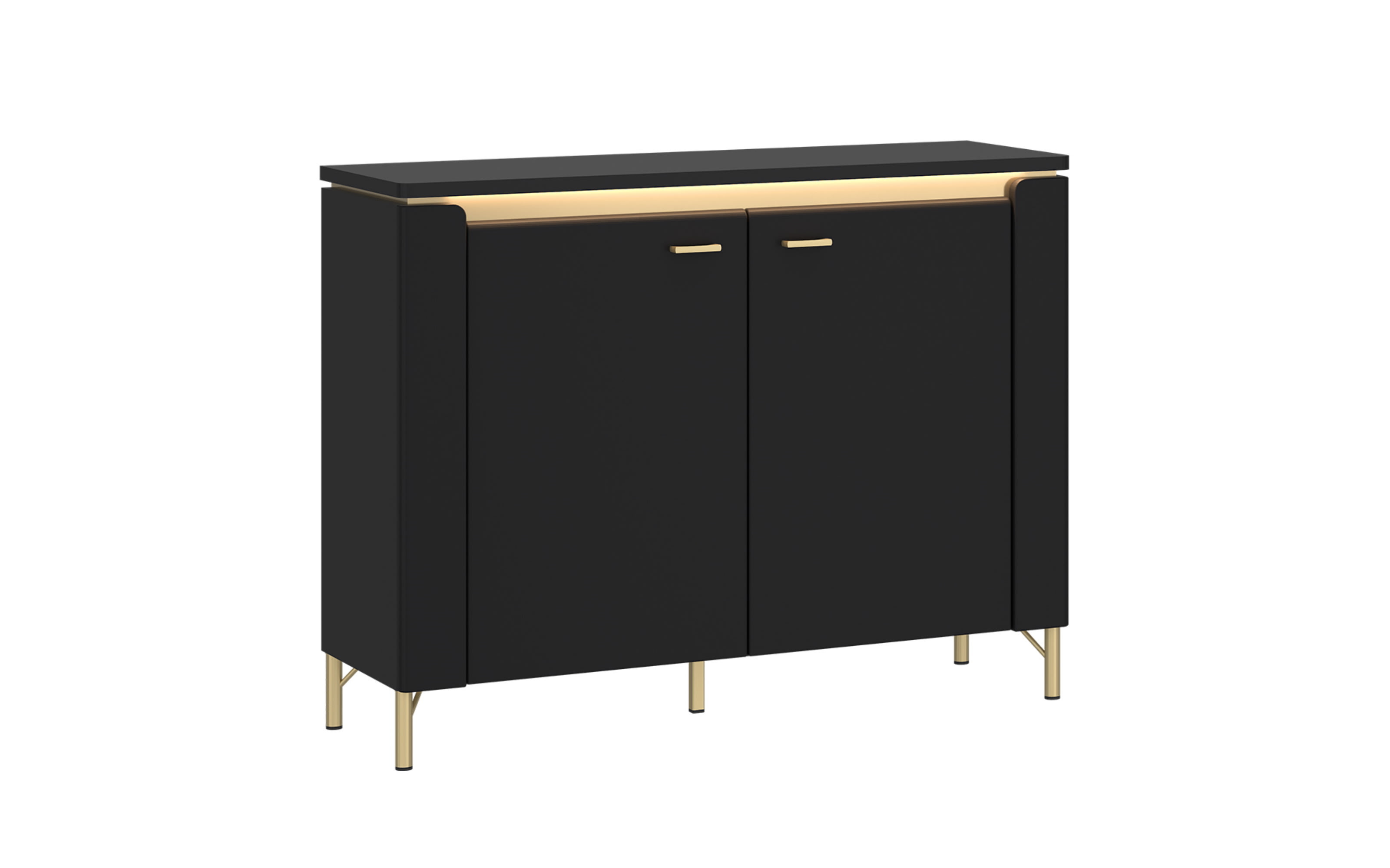 Sideboard Norica, schwarz/gold, inkl. Beleuchtung, Breite 110 cm