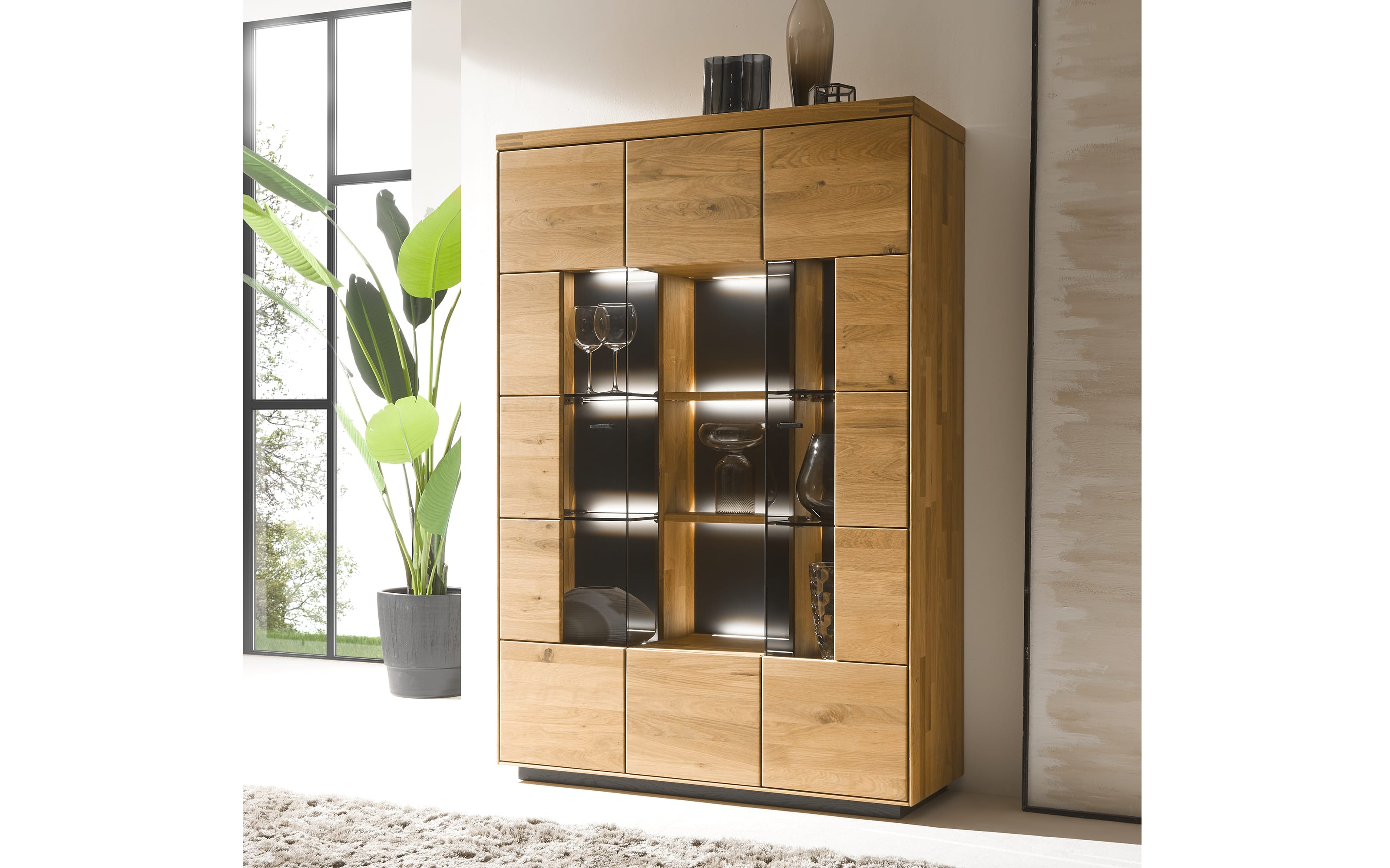 Highboard Venta Plus, Eiche natur massiv