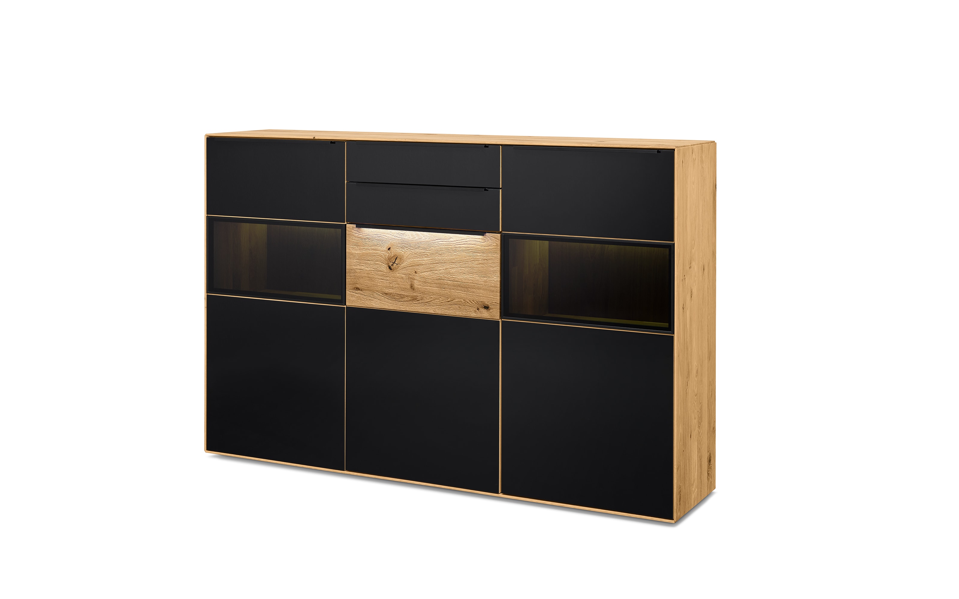 Highboard Gavardo, Asteiche massiv/schwarz