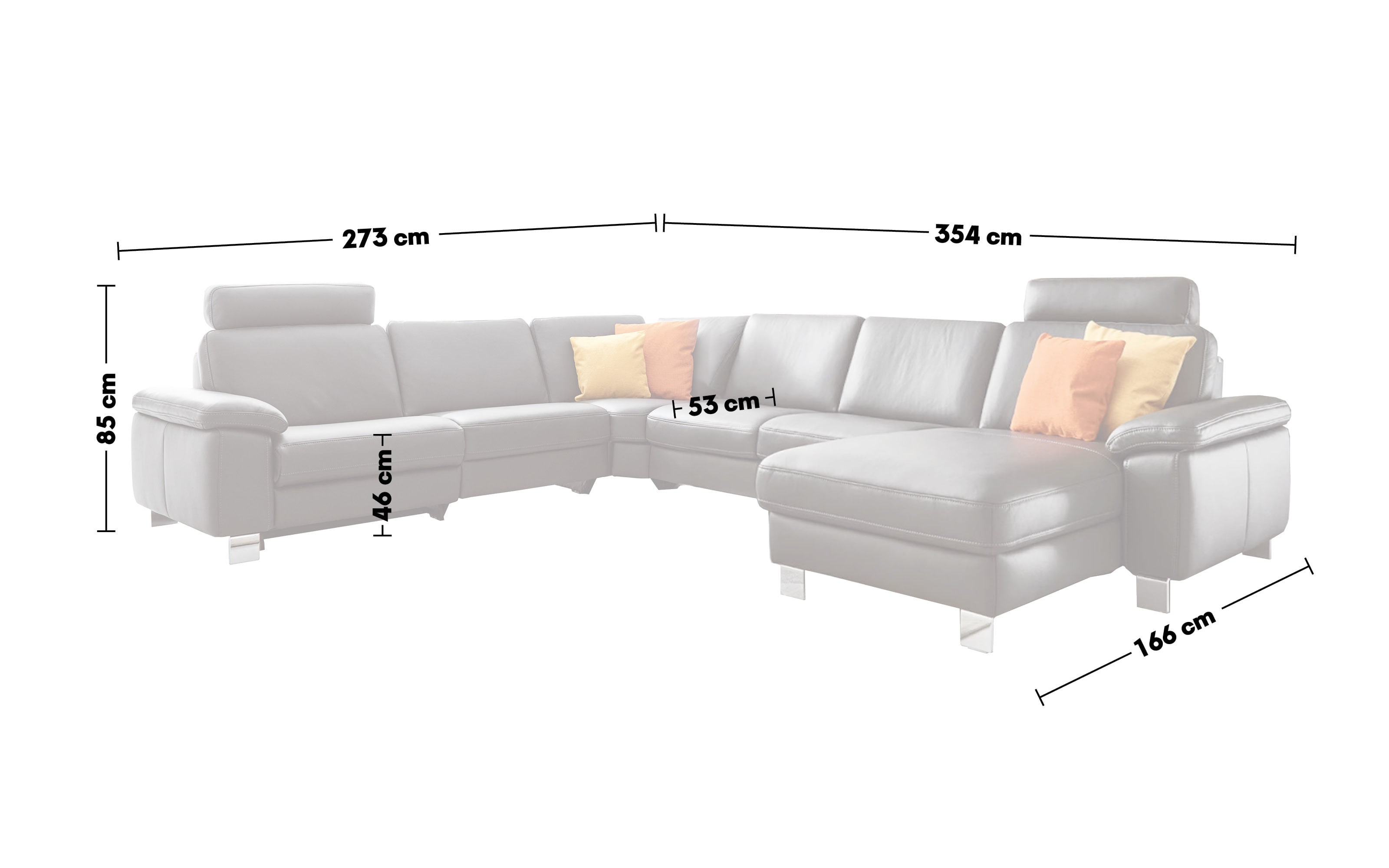 Leder Wohnlandschaft Sofa Concept, schwarz