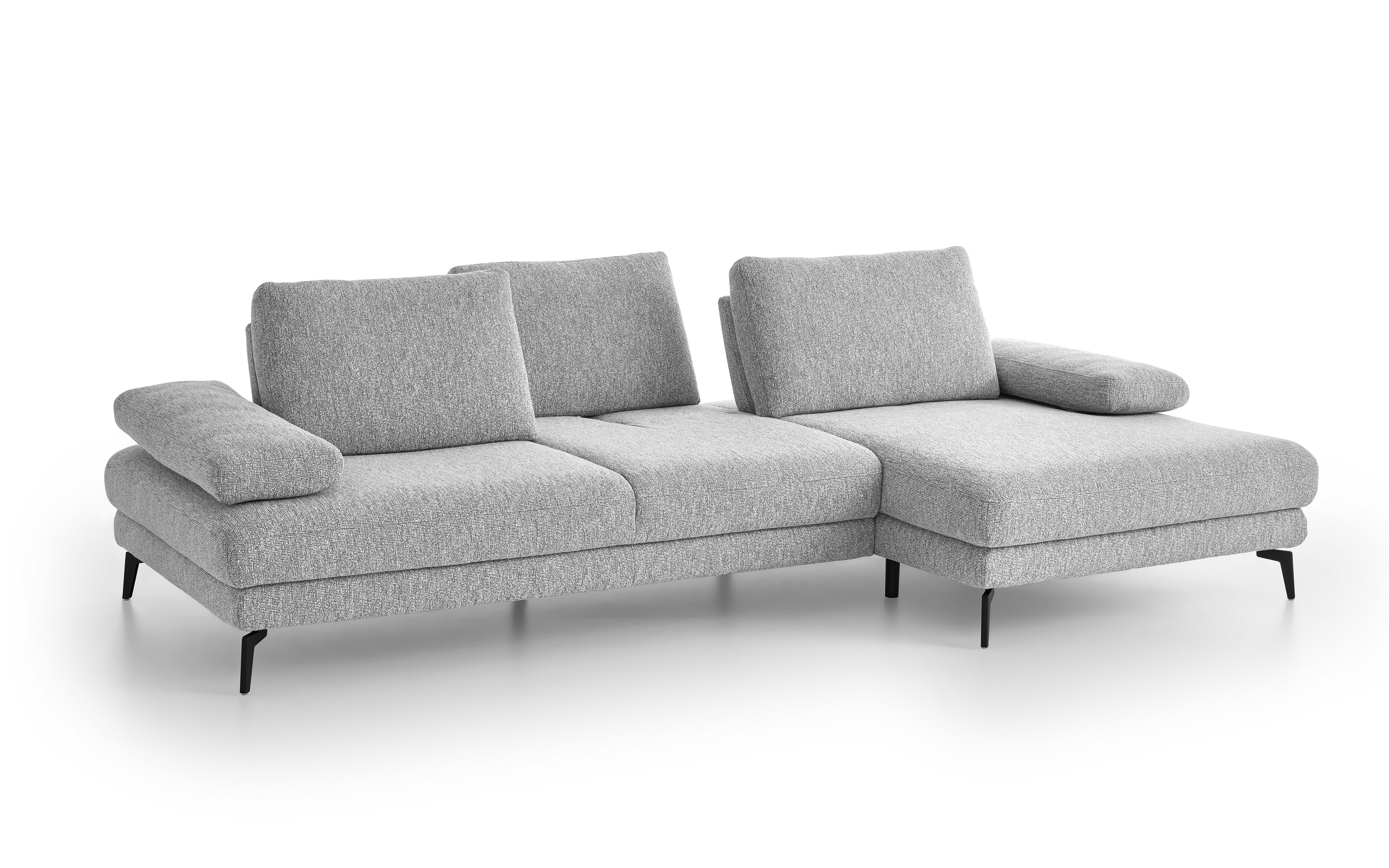 Ecksofa Kiso, alufarbig, inkl. Sitztiefenverstellung