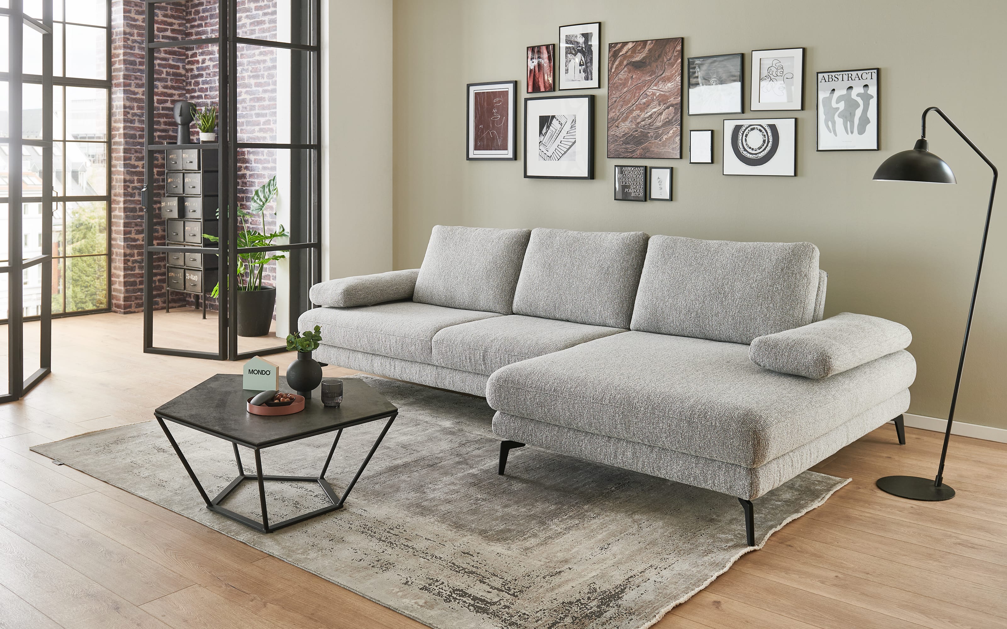 Ecksofa Kiso, alufarbig, inkl. Zubehör