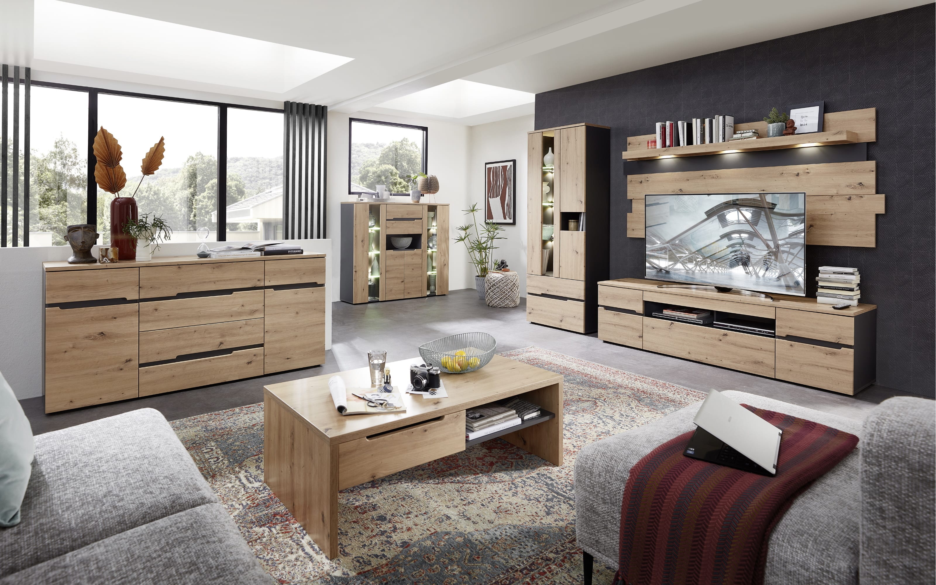 Sideboard Memphis, Artisan Eiche Nachbildung/graphit, 