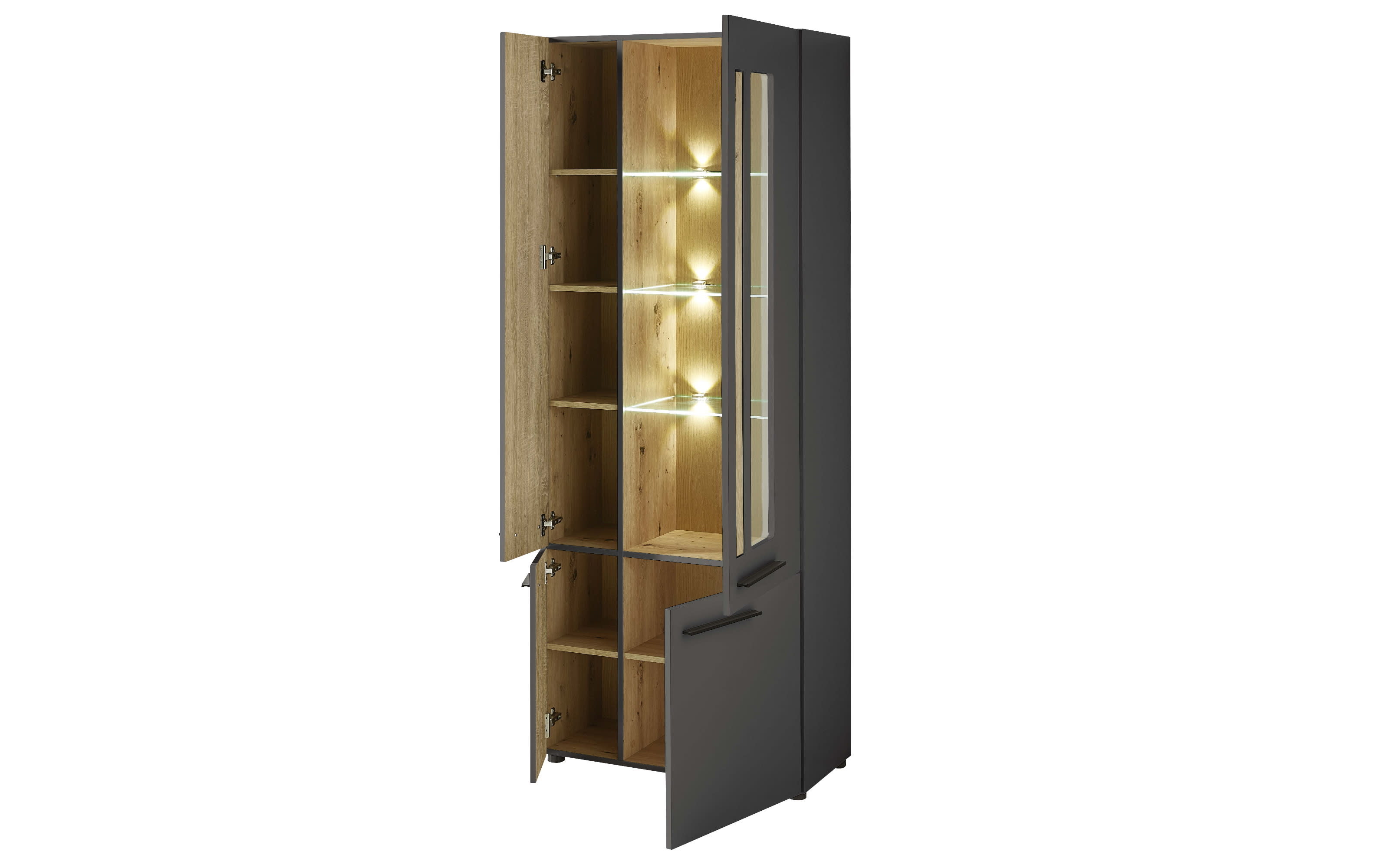 Vitrine Loft-Two, graphit supermatt, inkl. LED-Beleuchtung