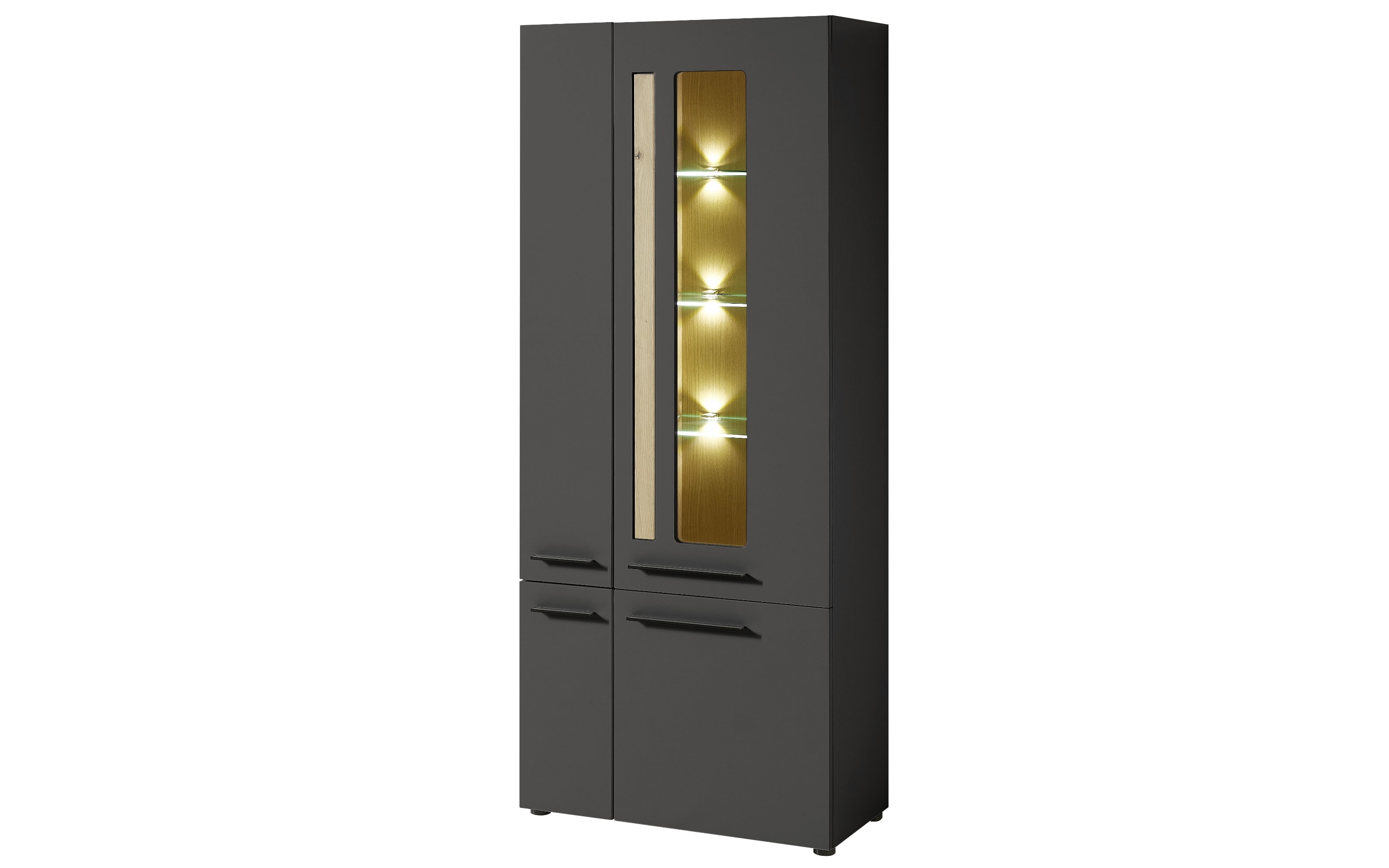 Vitrine Loft-Two, graphit supermatt, inkl. LED-Beleuchtung