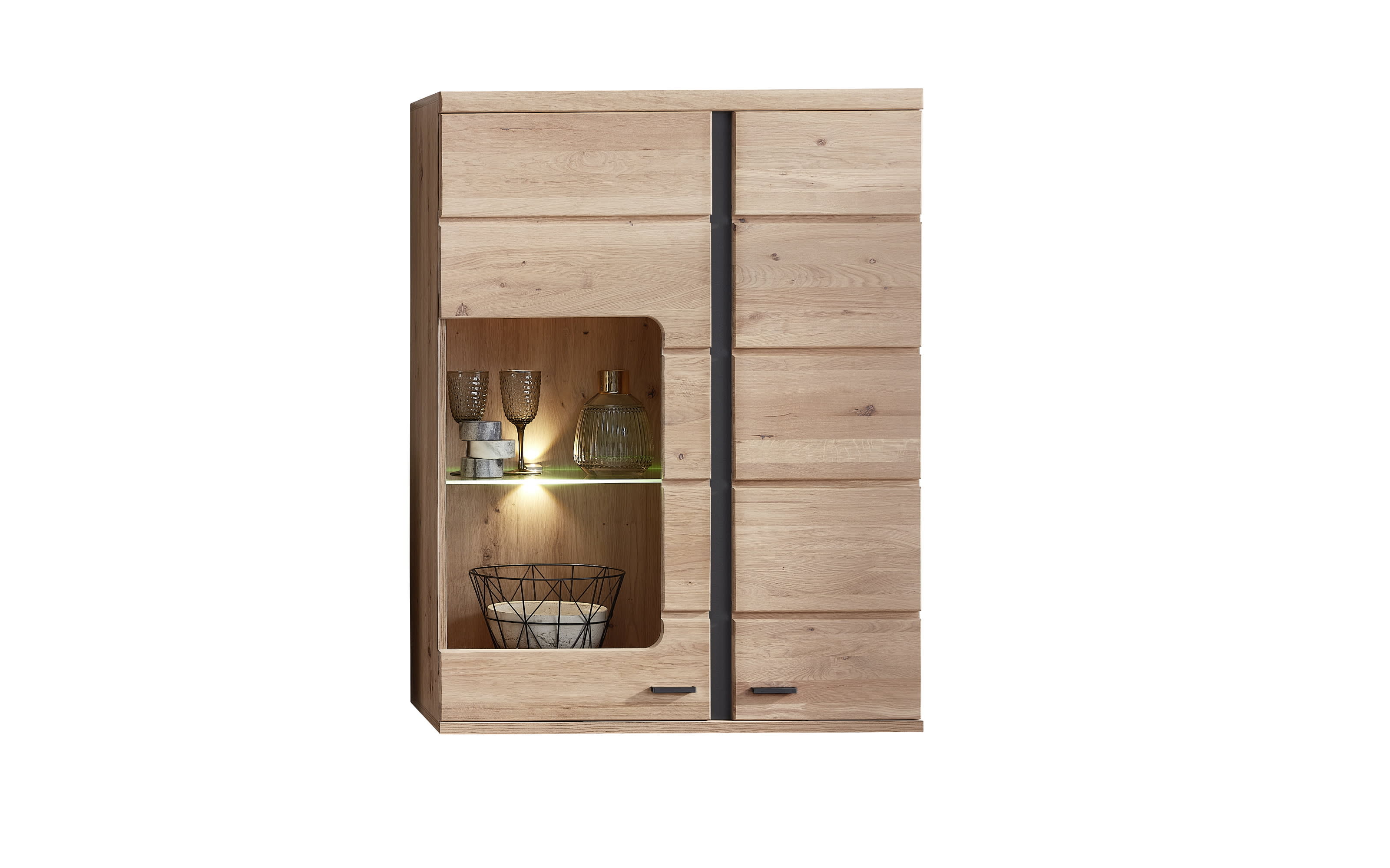 Hängevitrine Sonos II, Alteiche massiv/Artisan Eiche-Nachbildung, inkl. LED-Beleuchtung