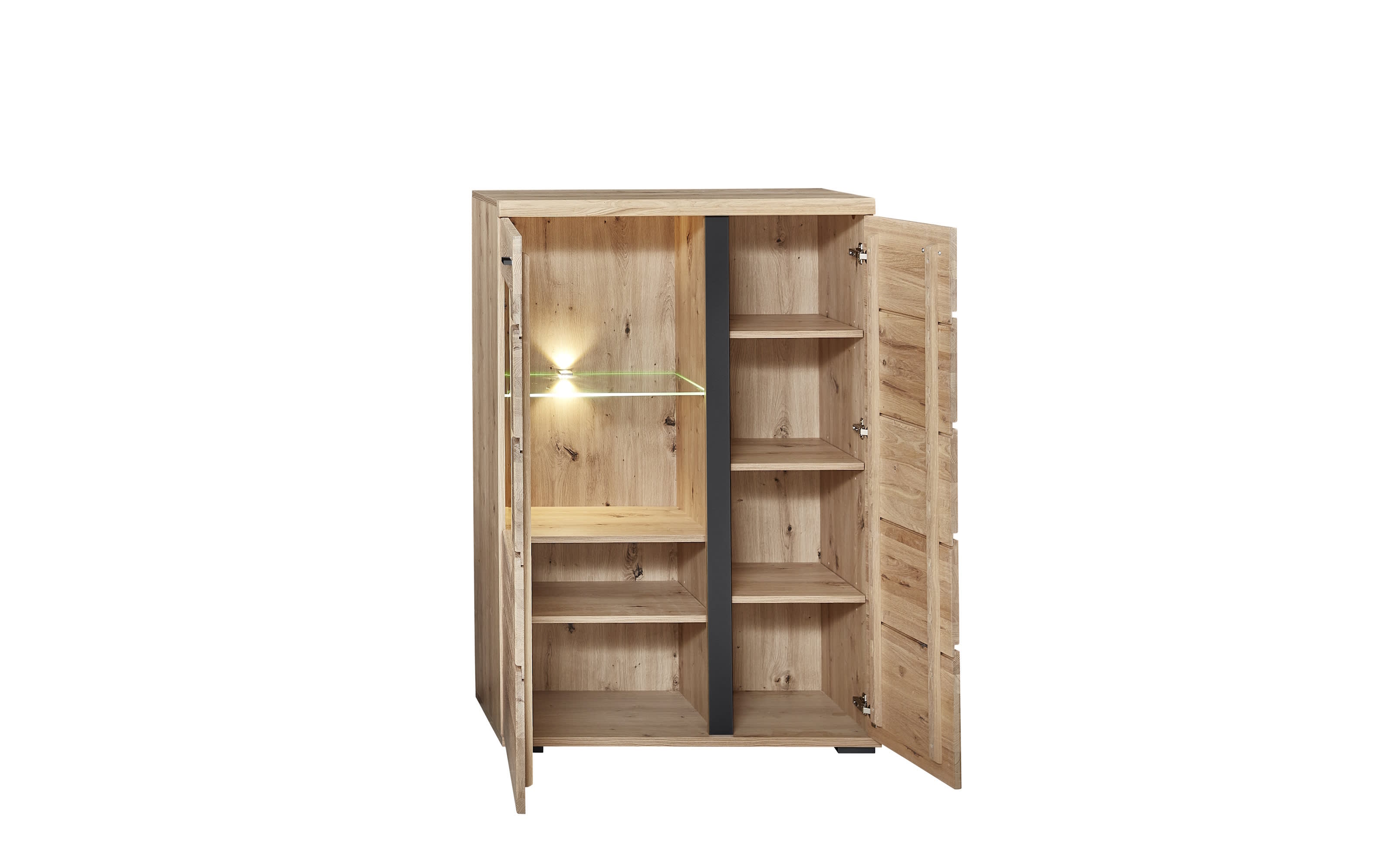 Vitrine Sonos II rechts, Altesche/Artisan Oak Nachbildung, inkl. LED-Beleuchtung