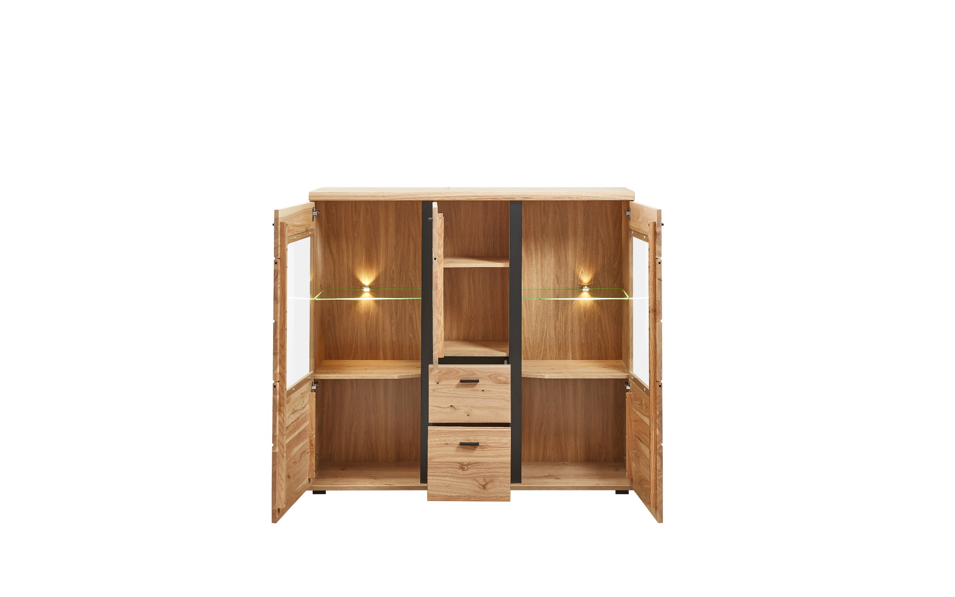 Highboard Sonos II, Alteiche massiv/Artisan Eiche-Nachbildung, inkl. LED-Beleuchtung