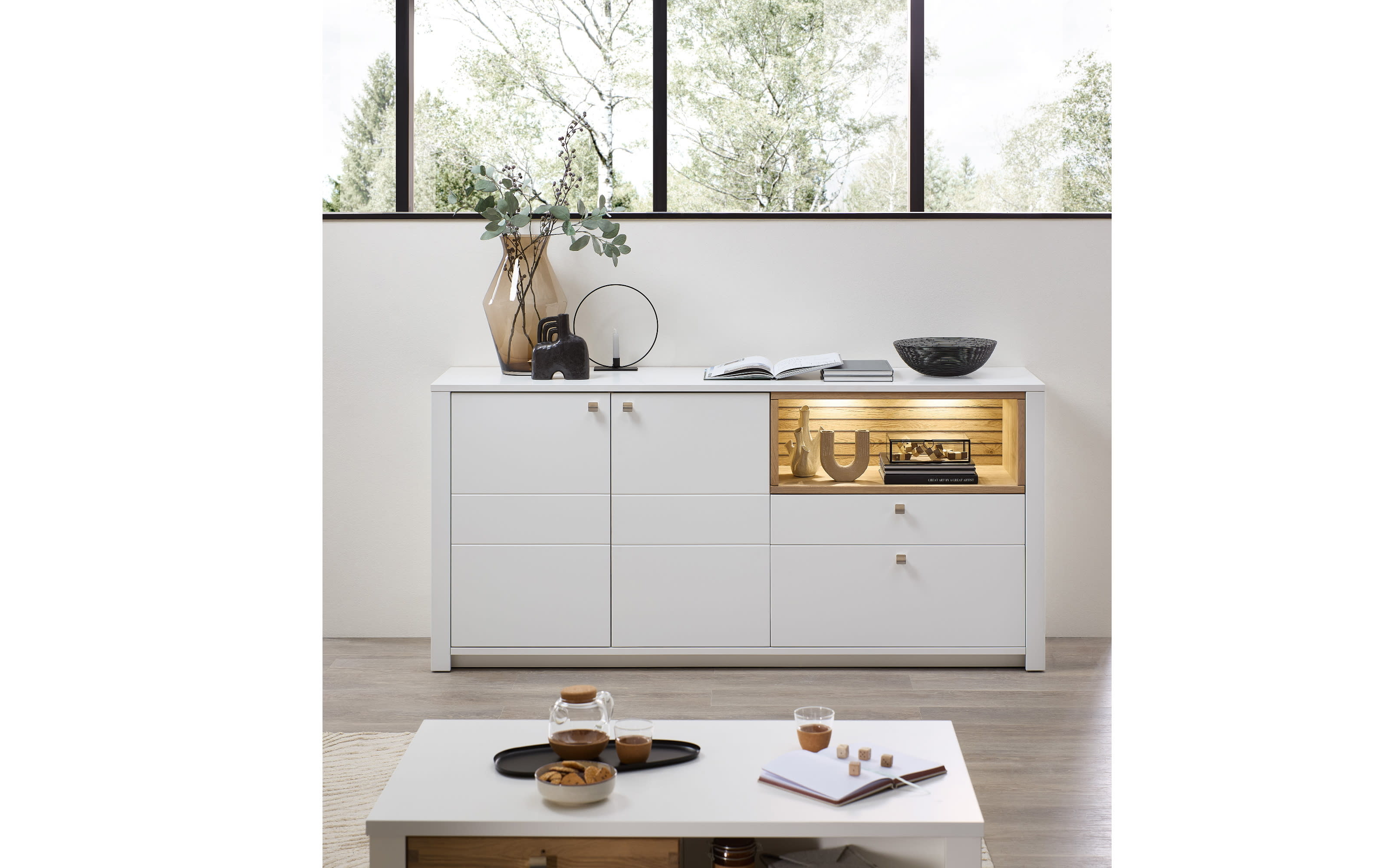 Sideboard Arktis, Eiche/weiß