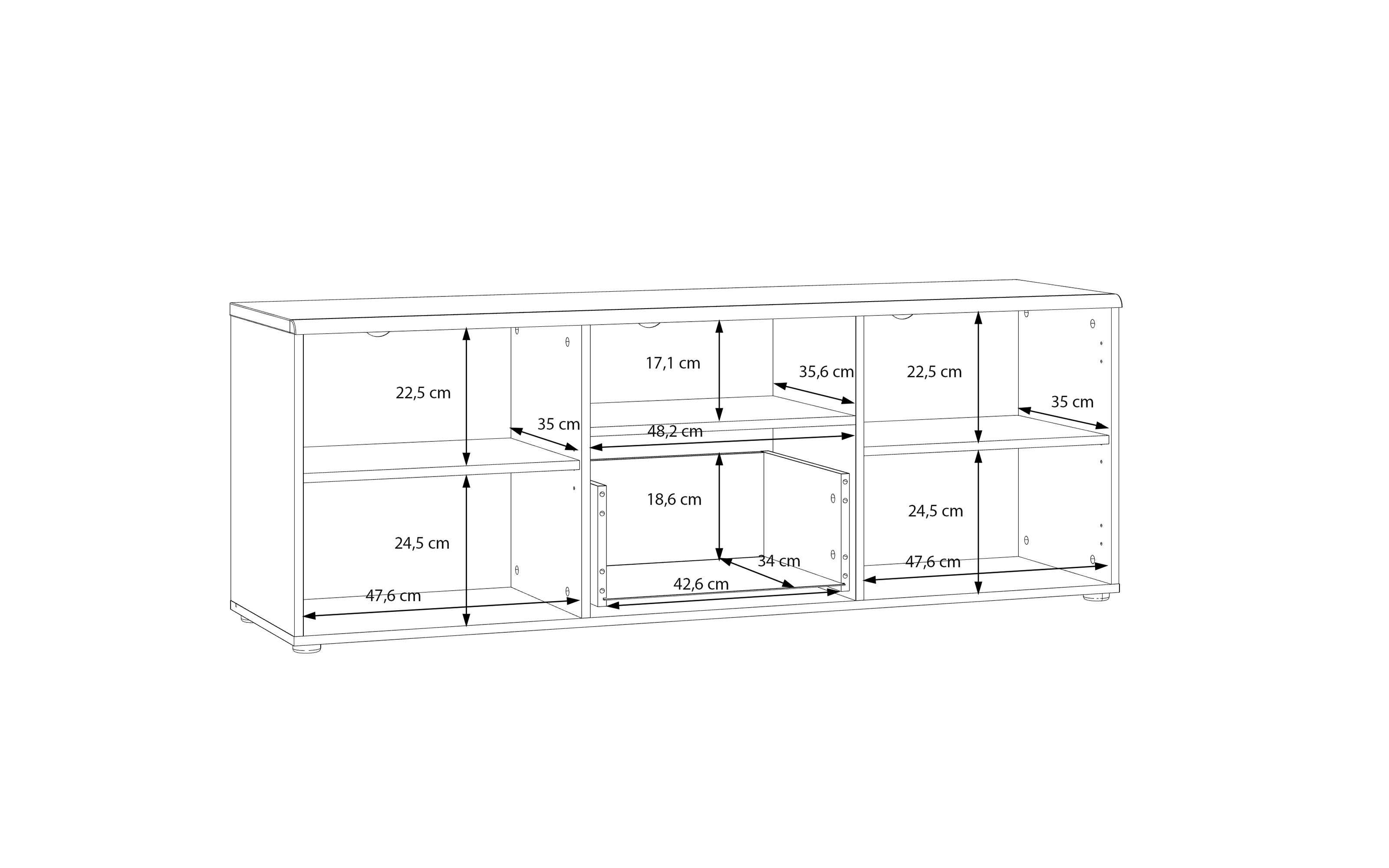 TV-Board Akinori, Mauvelle Eiche-Nachbildung, 149,8 cm