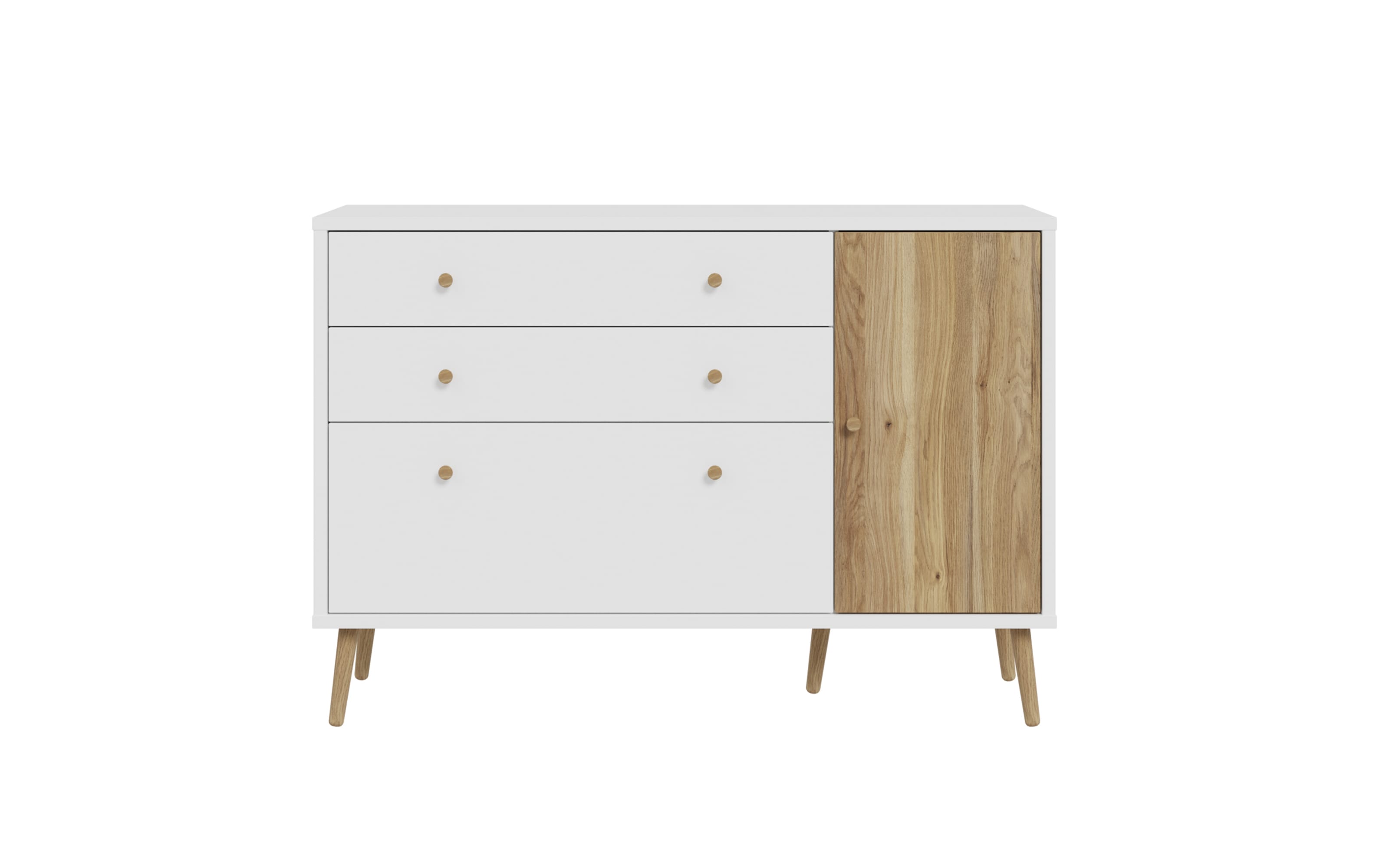 Sideboard Harllson EasyKlix, weiß/Mauvelle Eiche-Nachbildung, 124,5 cm