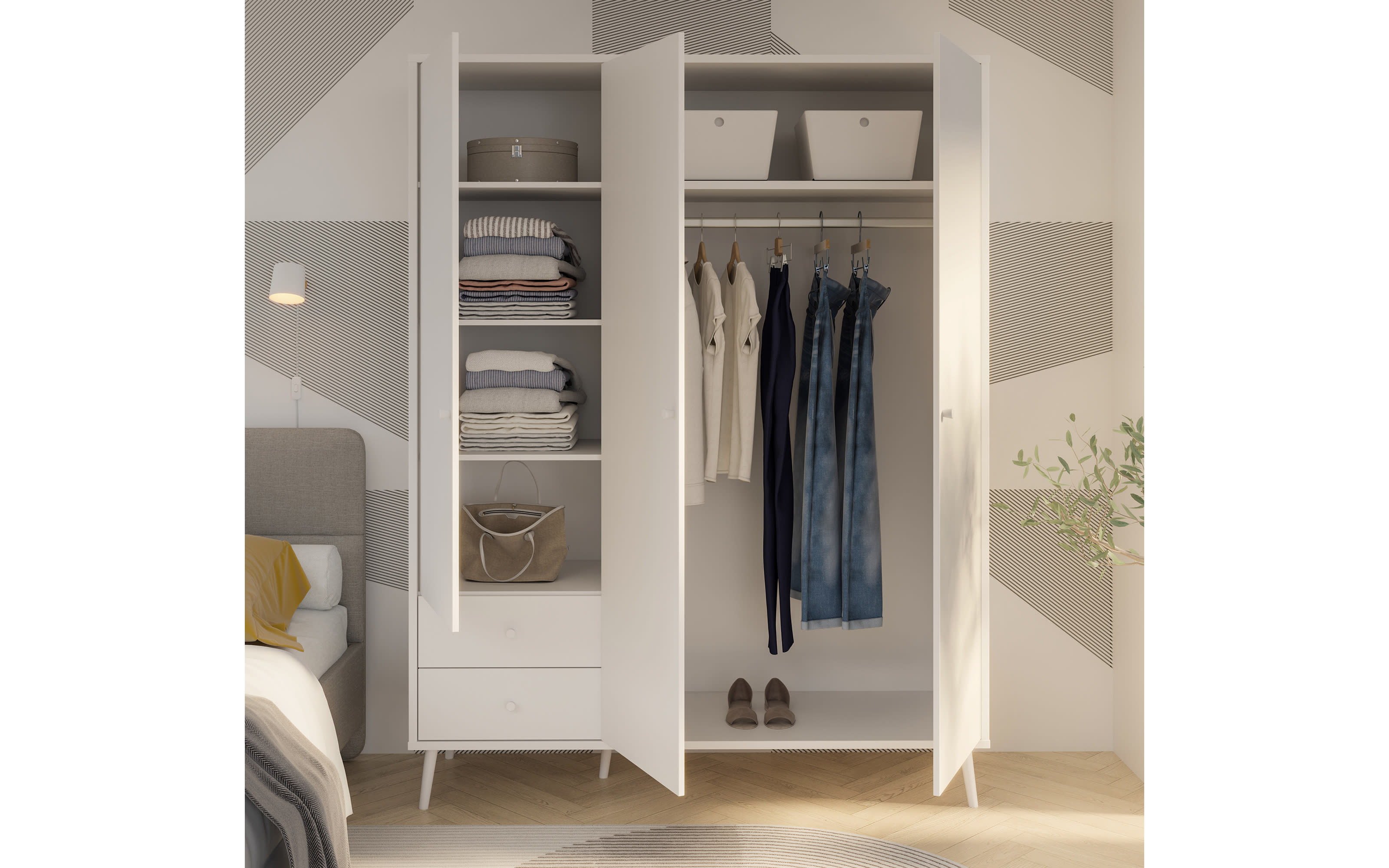 Kleiderschrank Harllson EasyKlix, weiß, 154,2 cm