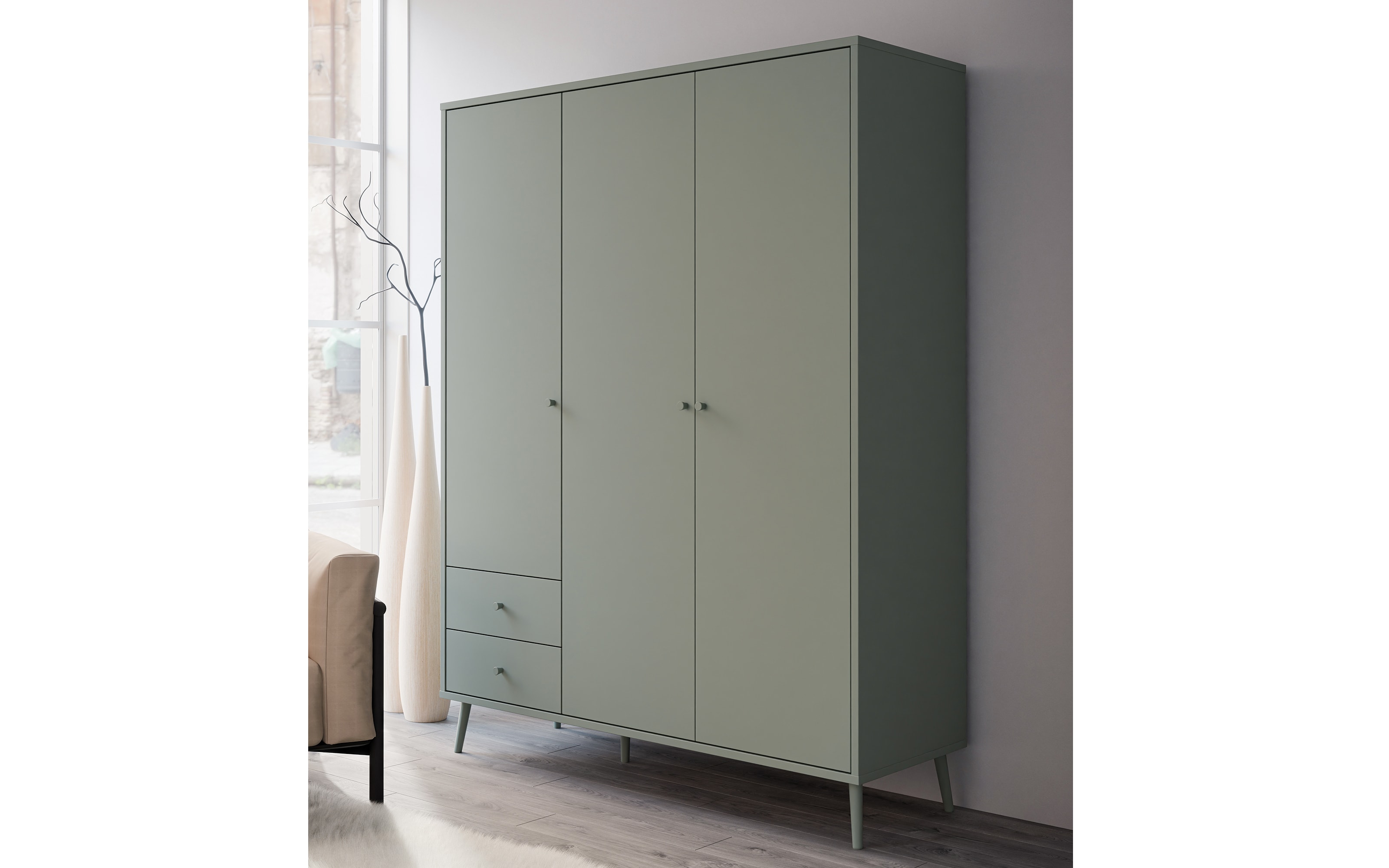 Kleiderschrank Harllson EasyKlix, salbeigrün, 154,2 cm