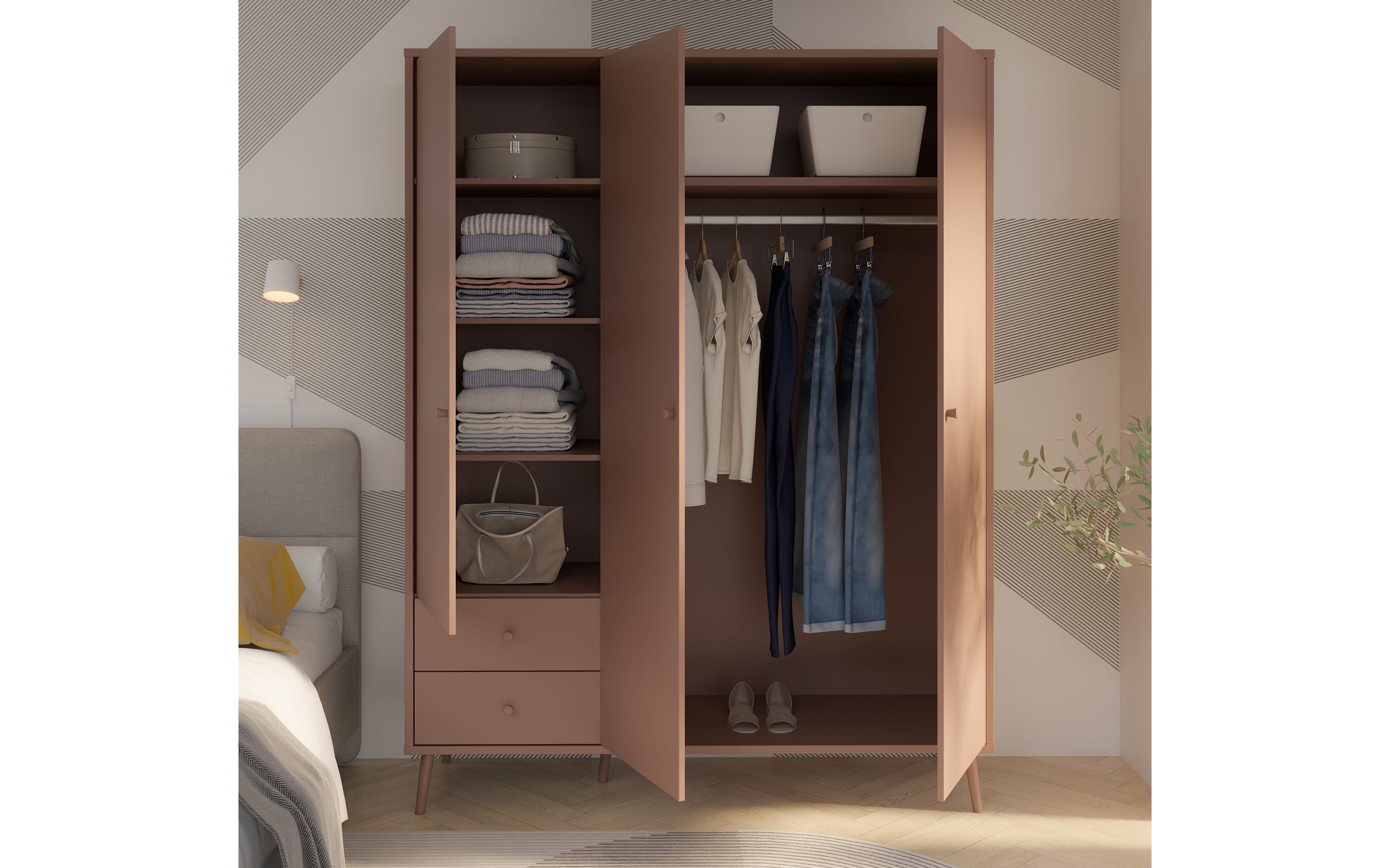 Kleiderschrank Harllson EasyKlix, terracotta, 154,2 cm