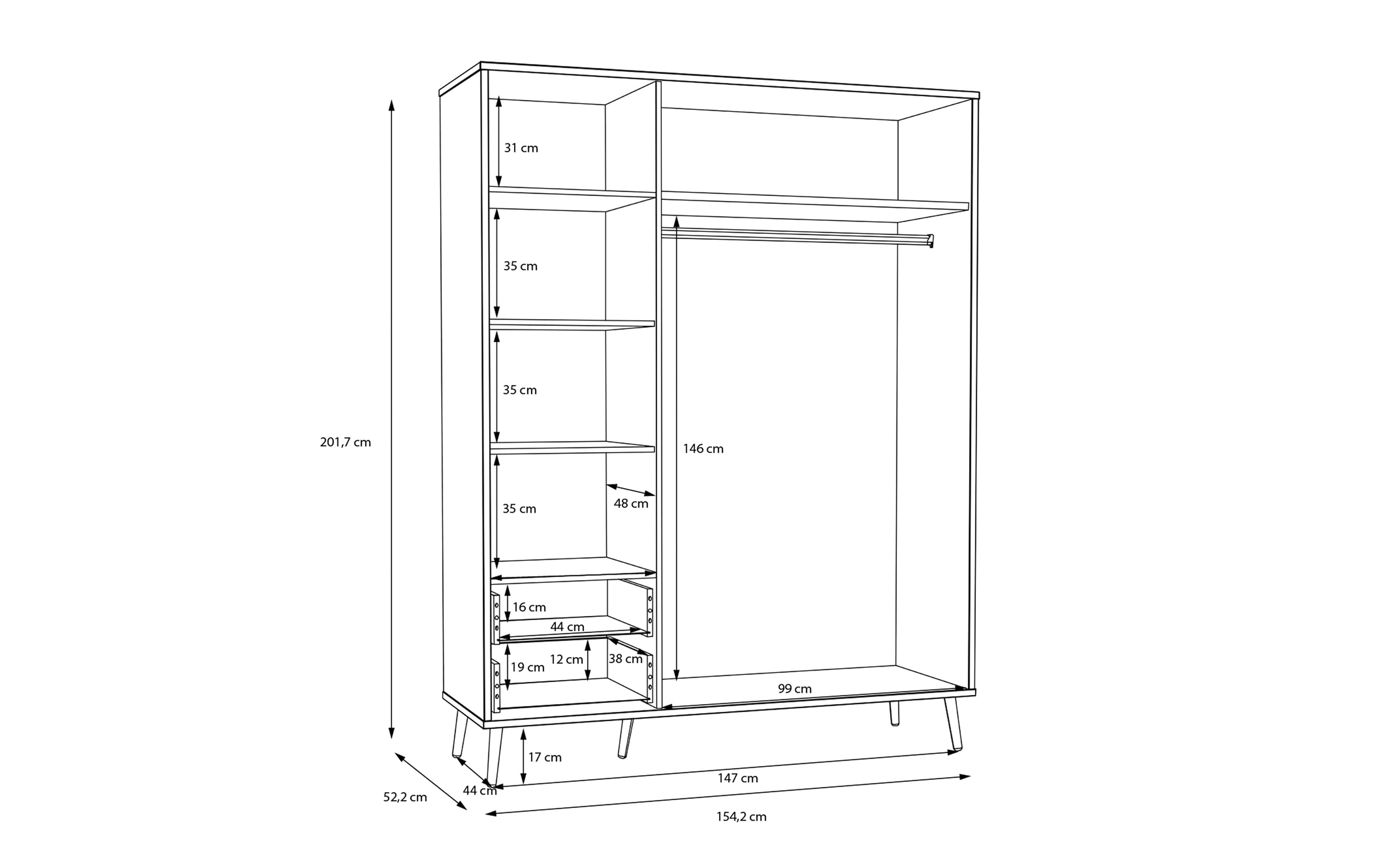 Kleiderschrank Harllson EasyKlix, terracotta, 154,2 cm