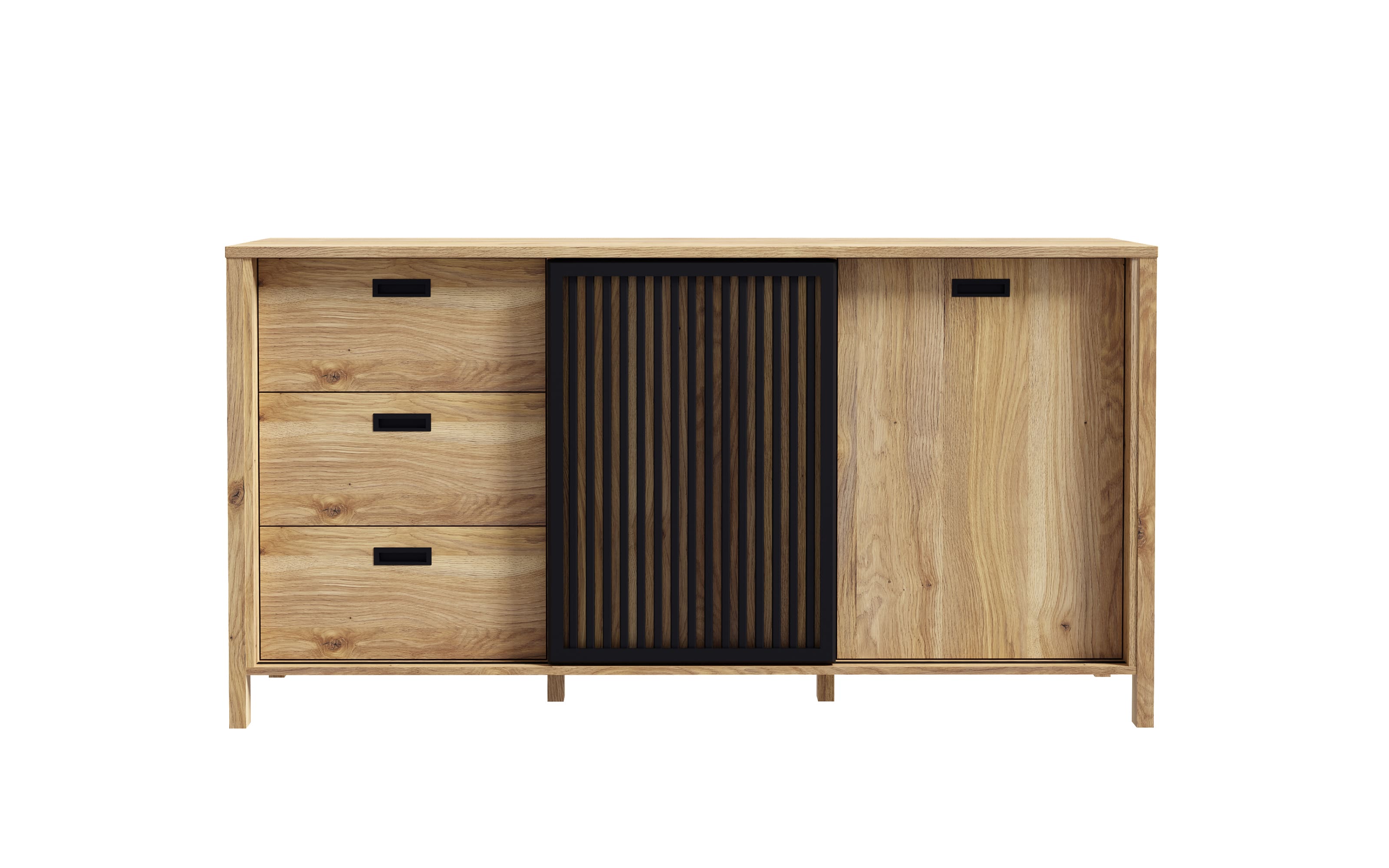 Sideboard Jytana, Mauvelle Eiche-Nachbildung/schwarz