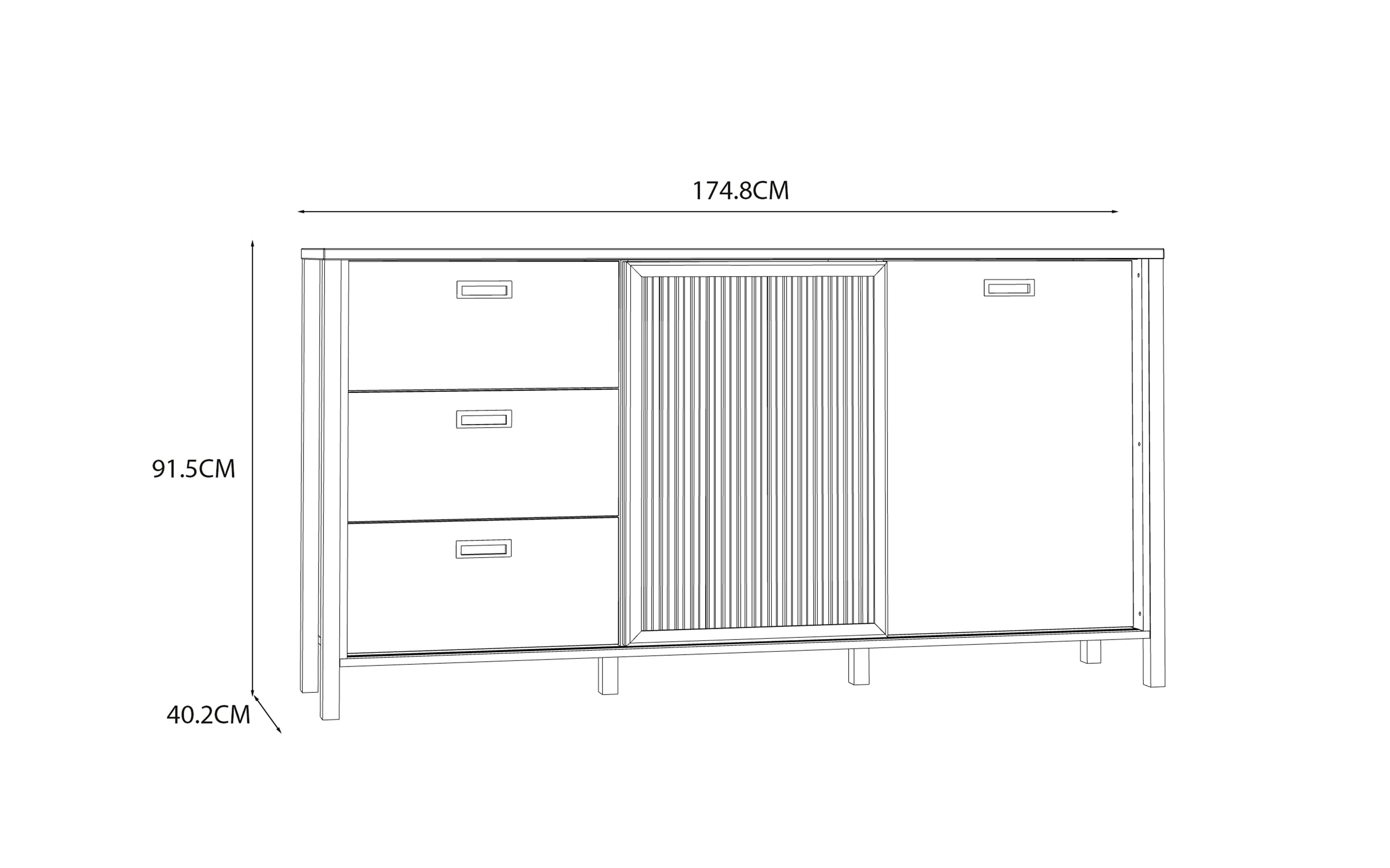 Sideboard Jytana, Mauvelle Eiche-Nachbildung/schwarz