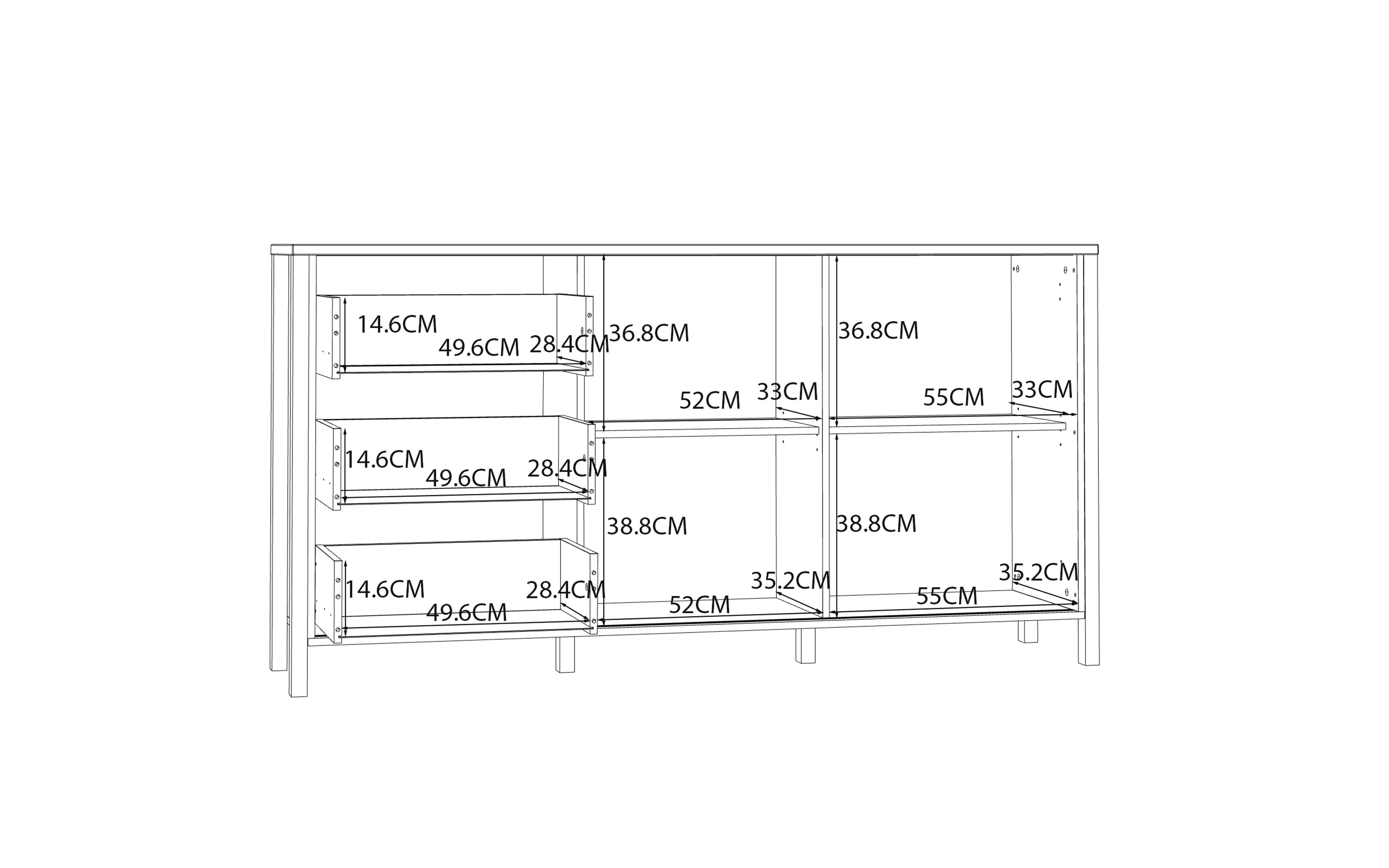 Sideboard Jytana, Mauvelle Eiche-Nachbildung/schwarz