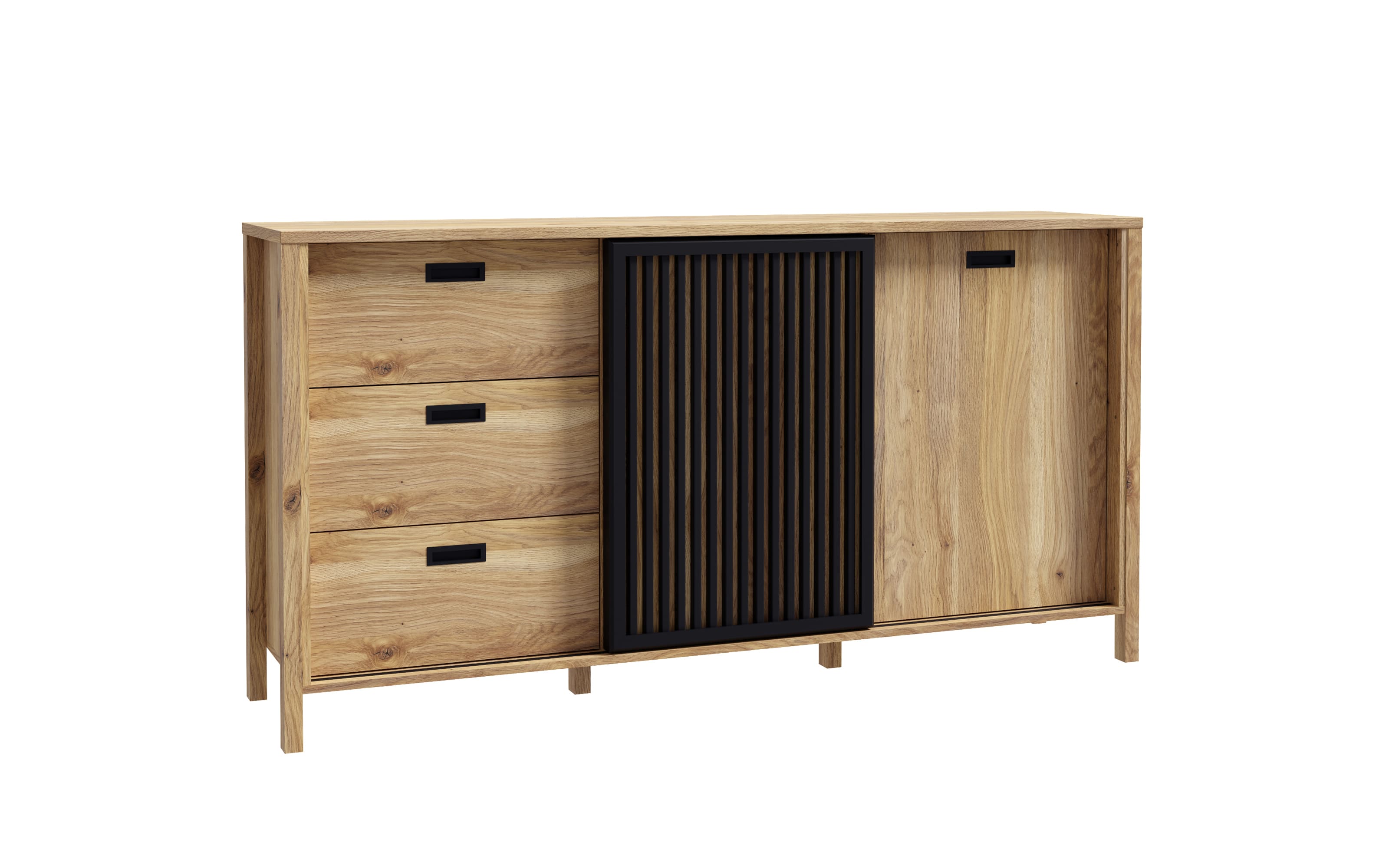 Sideboard Jytana, Mauvelle Eiche-Nachbildung/schwarz