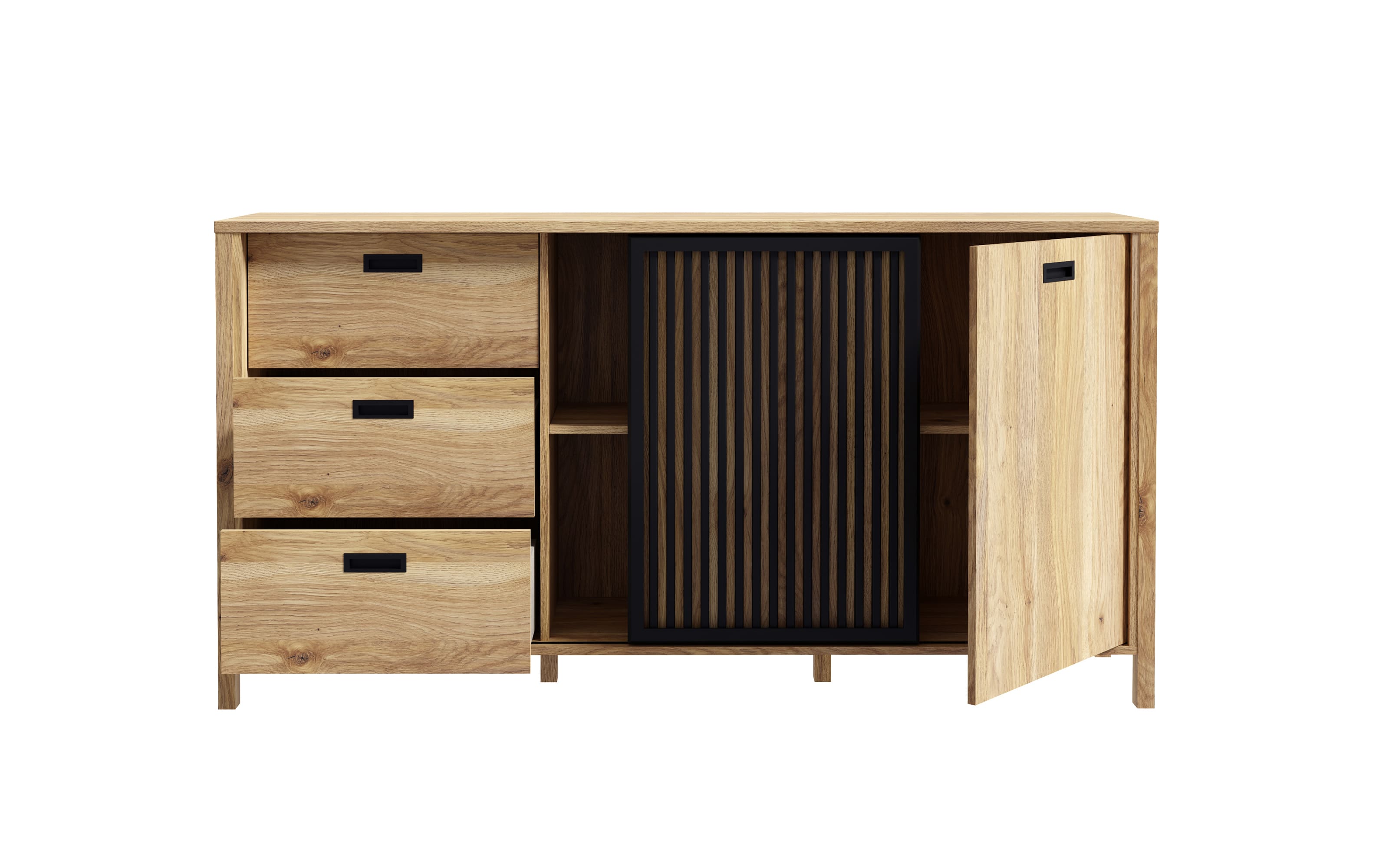 Sideboard Jytana, Mauvelle Eiche-Nachbildung/schwarz